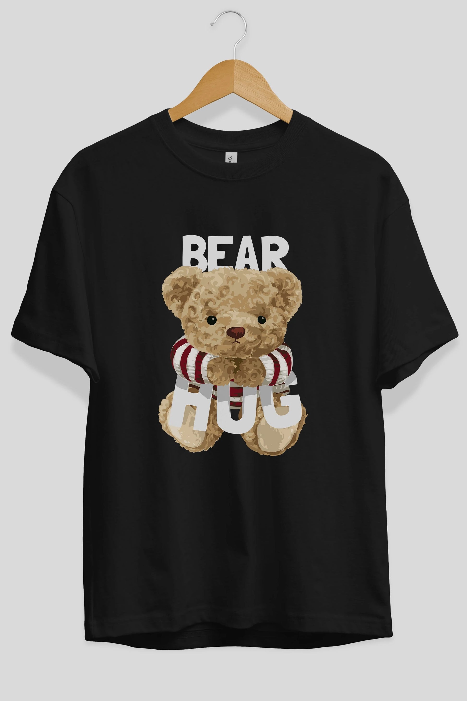 Teddy Bear Hug Ön Baskılı Oversize t-shirt Erkek Kadın Unisex %100 Pamuk