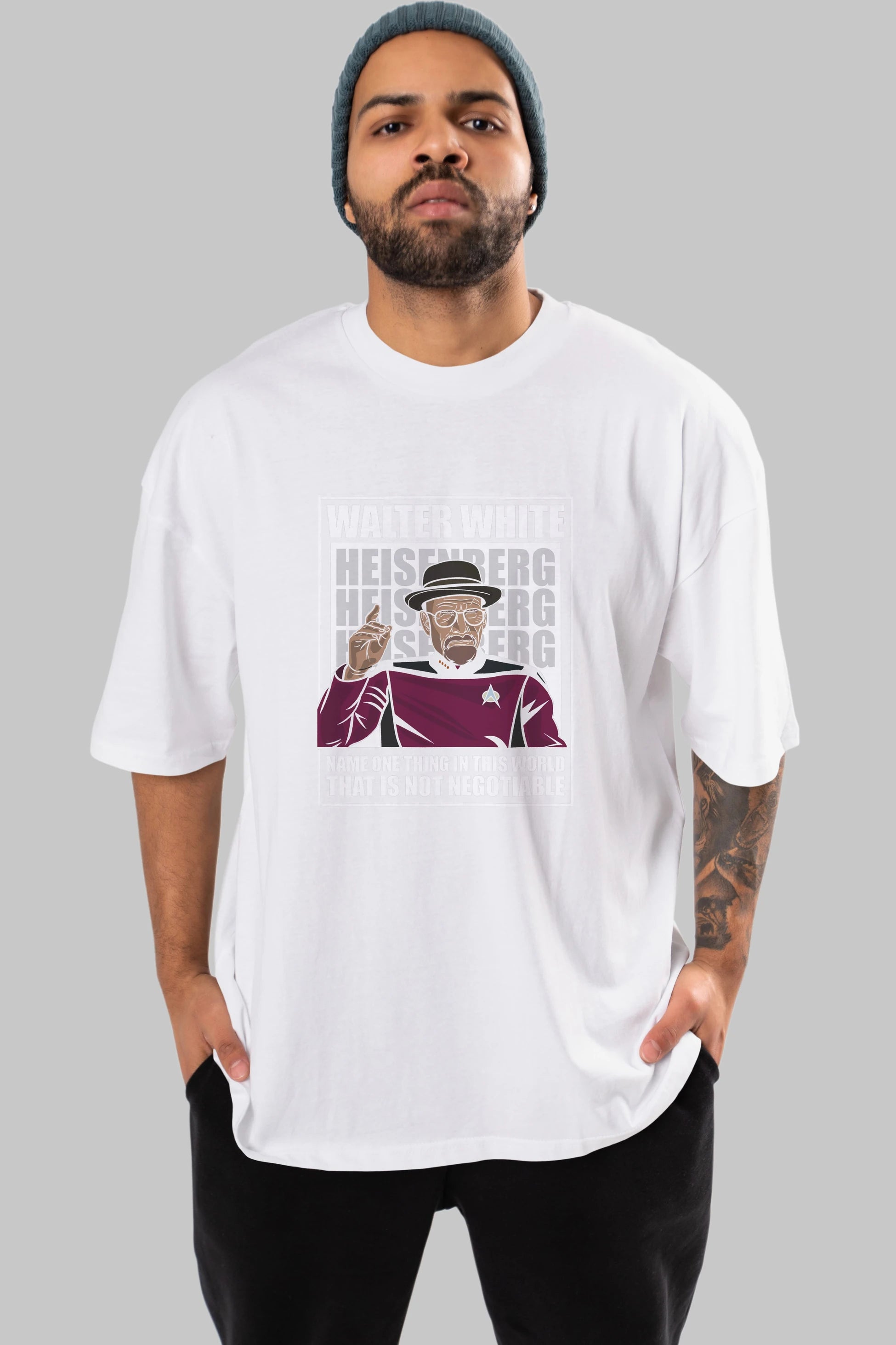 Captain Pixard Heisenberg Ön Baskılı Oversize t-shirt Erkek Kadın Unisex %100 Pamuk tişort