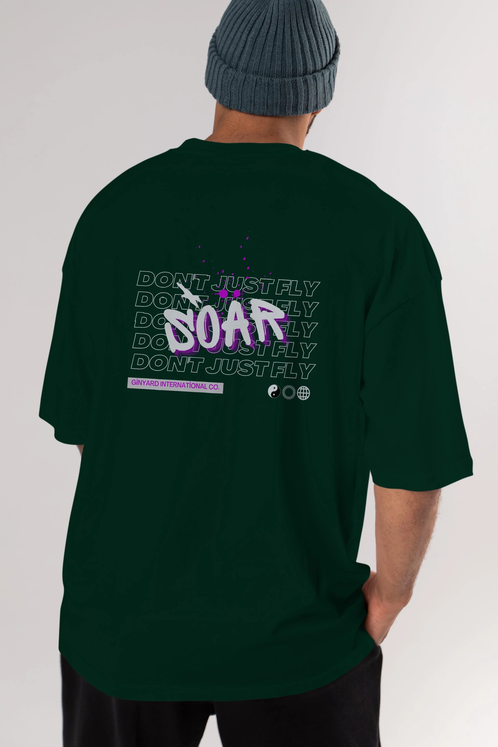 Soar Dont Just Fly Yazılı Arka Baskılı Oversize t-shirt Erkek Kadın Unisex