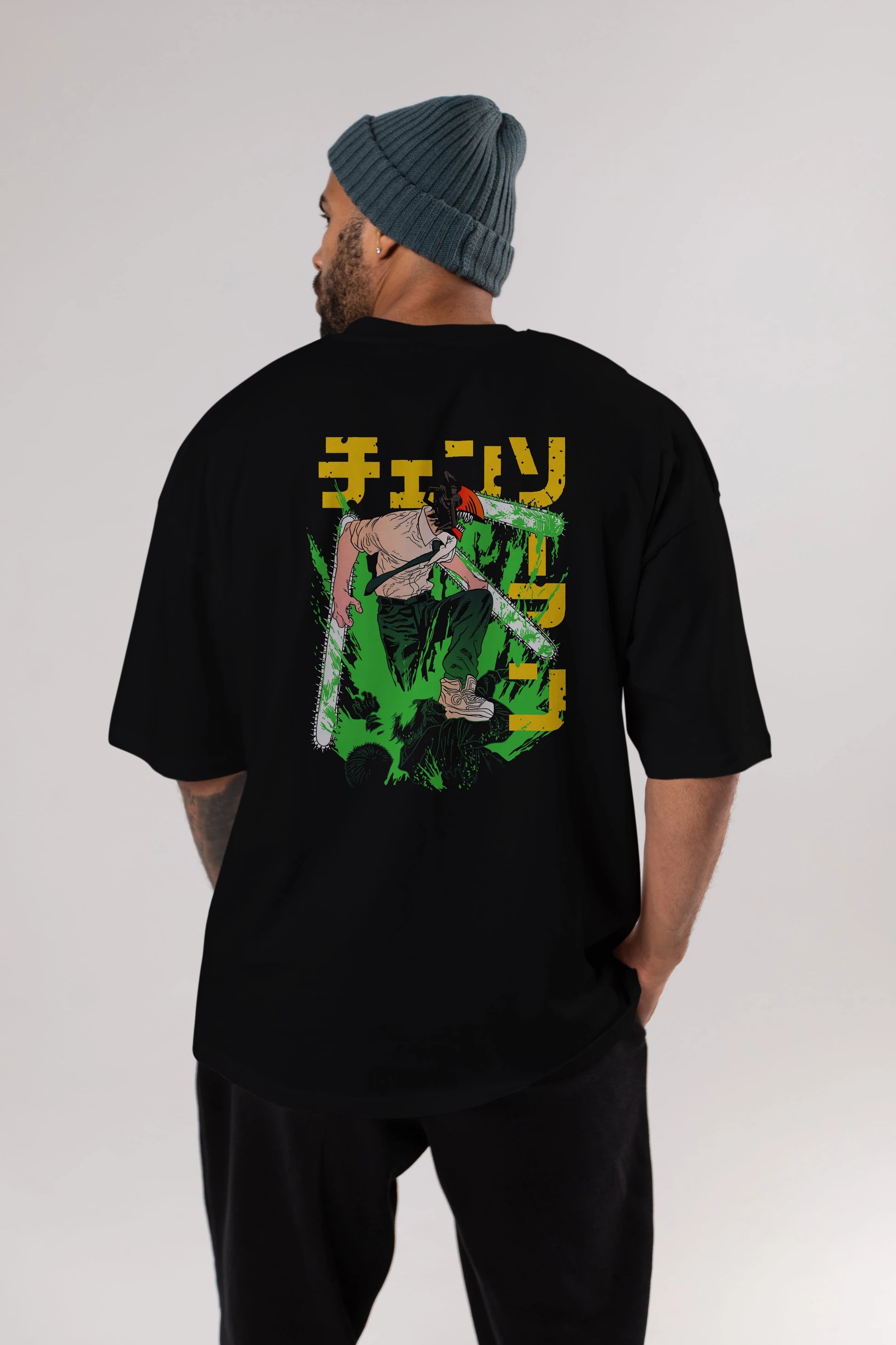 CHAINSAWMAN DENJI Anime Arka Baskılı Oversize t-shirt Erkek Kadın Unisex