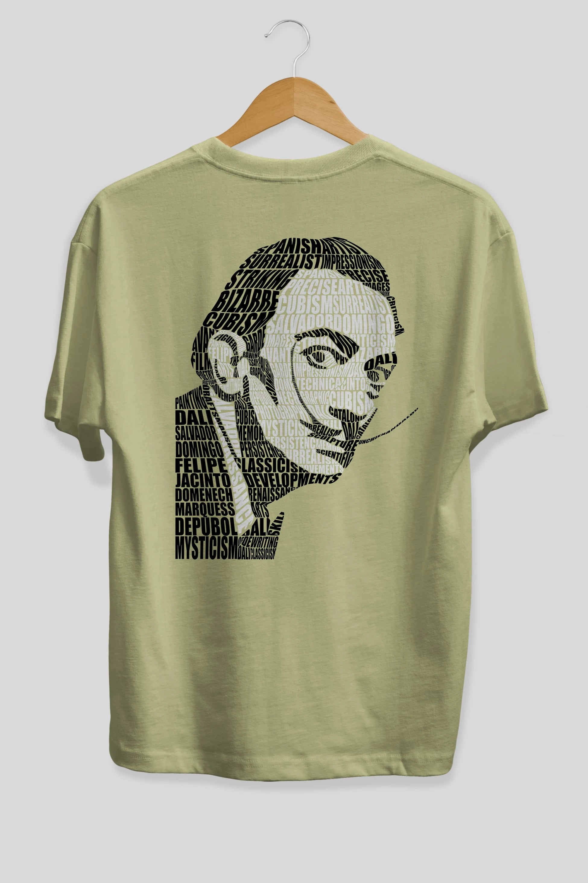 Salvador Dali Calligram Arka Baskılı Oversize t-shirt %100 pamuk Erkek Kadın Unisex