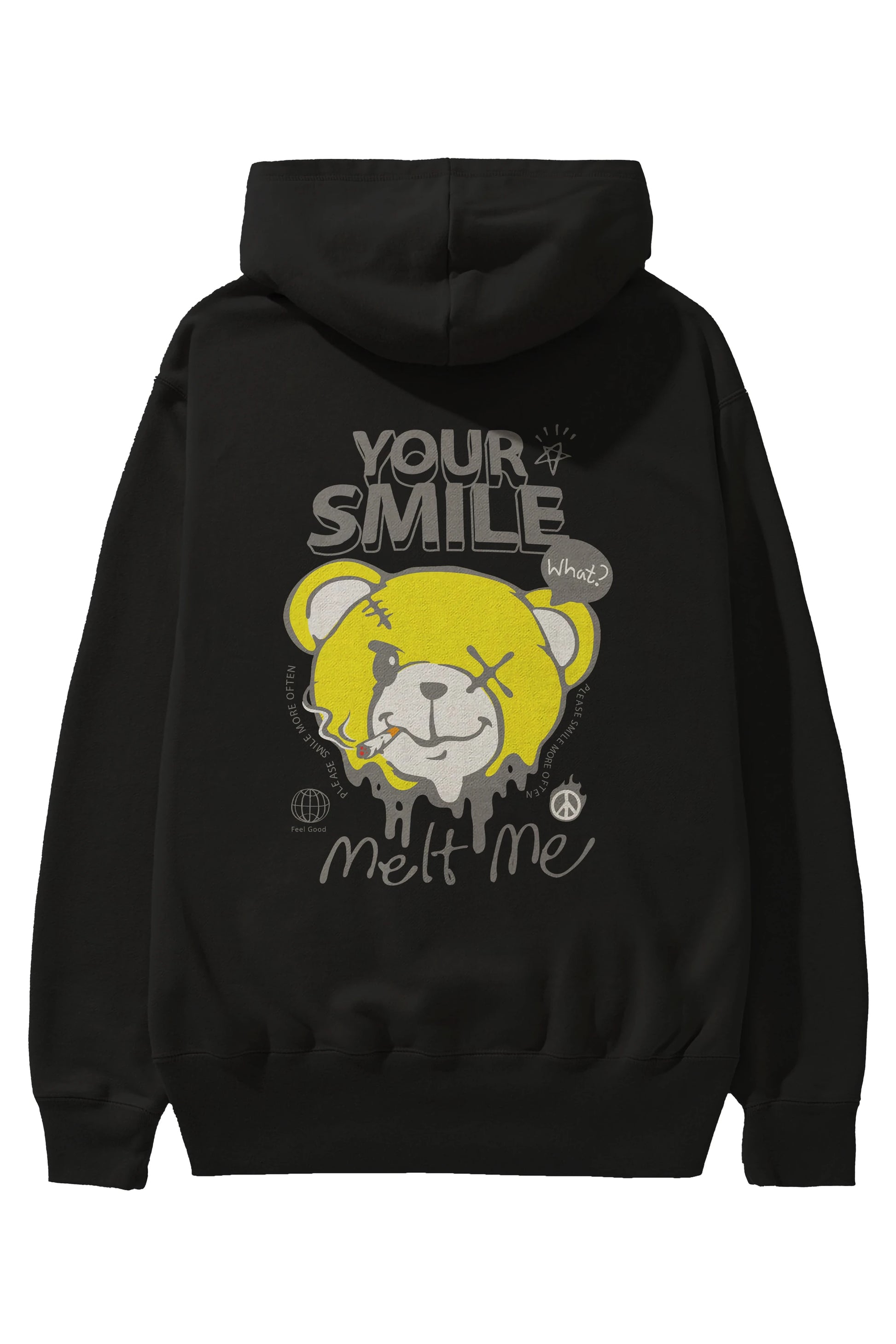 Your Smile Bear Arka Baskılı Hoodie Oversize Kapüşonlu Sweatshirt Erkek Kadın Unisex