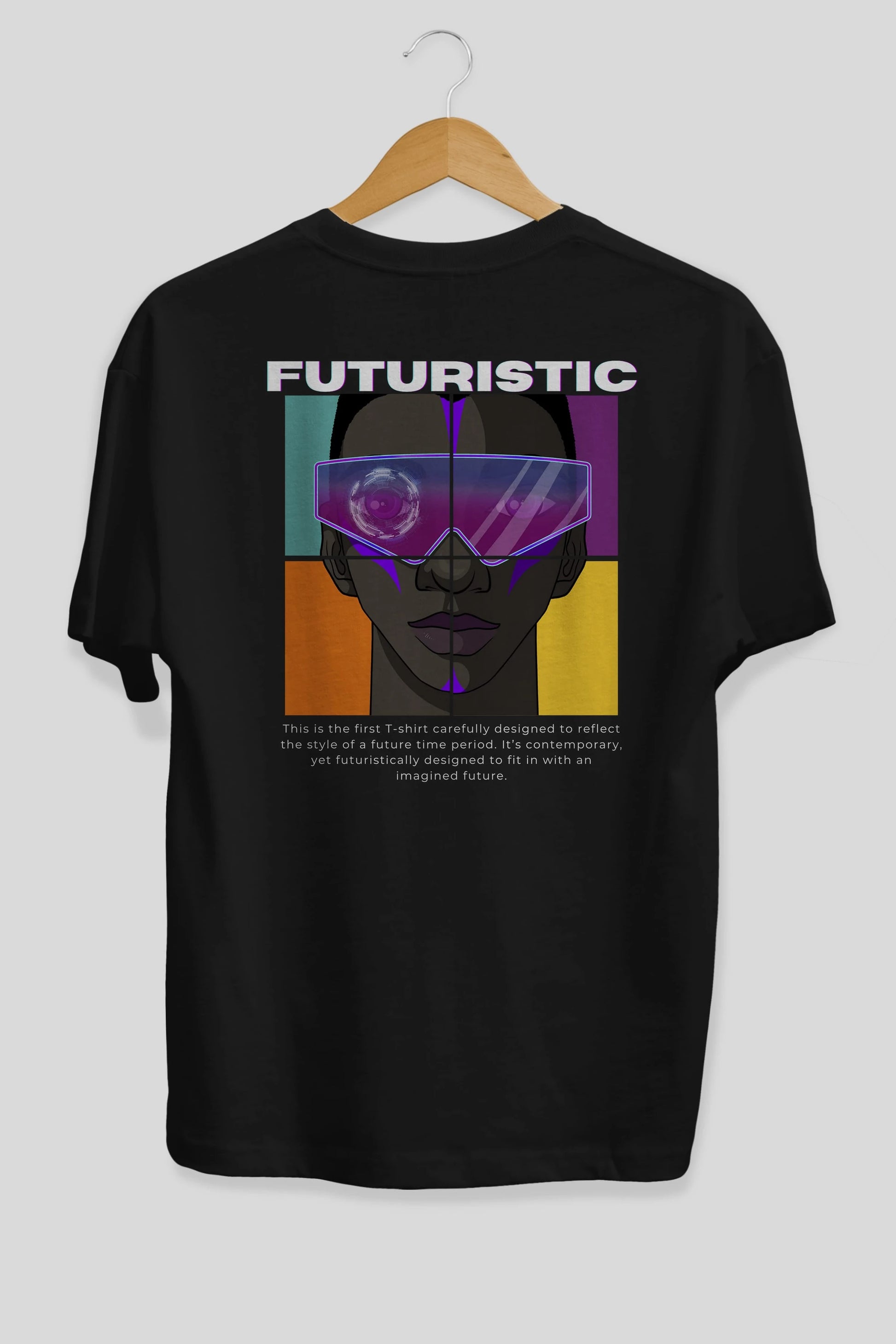 Futuristic Streetwear Arka Baskılı Oversize t-shirt Erkek Kadın Unisex