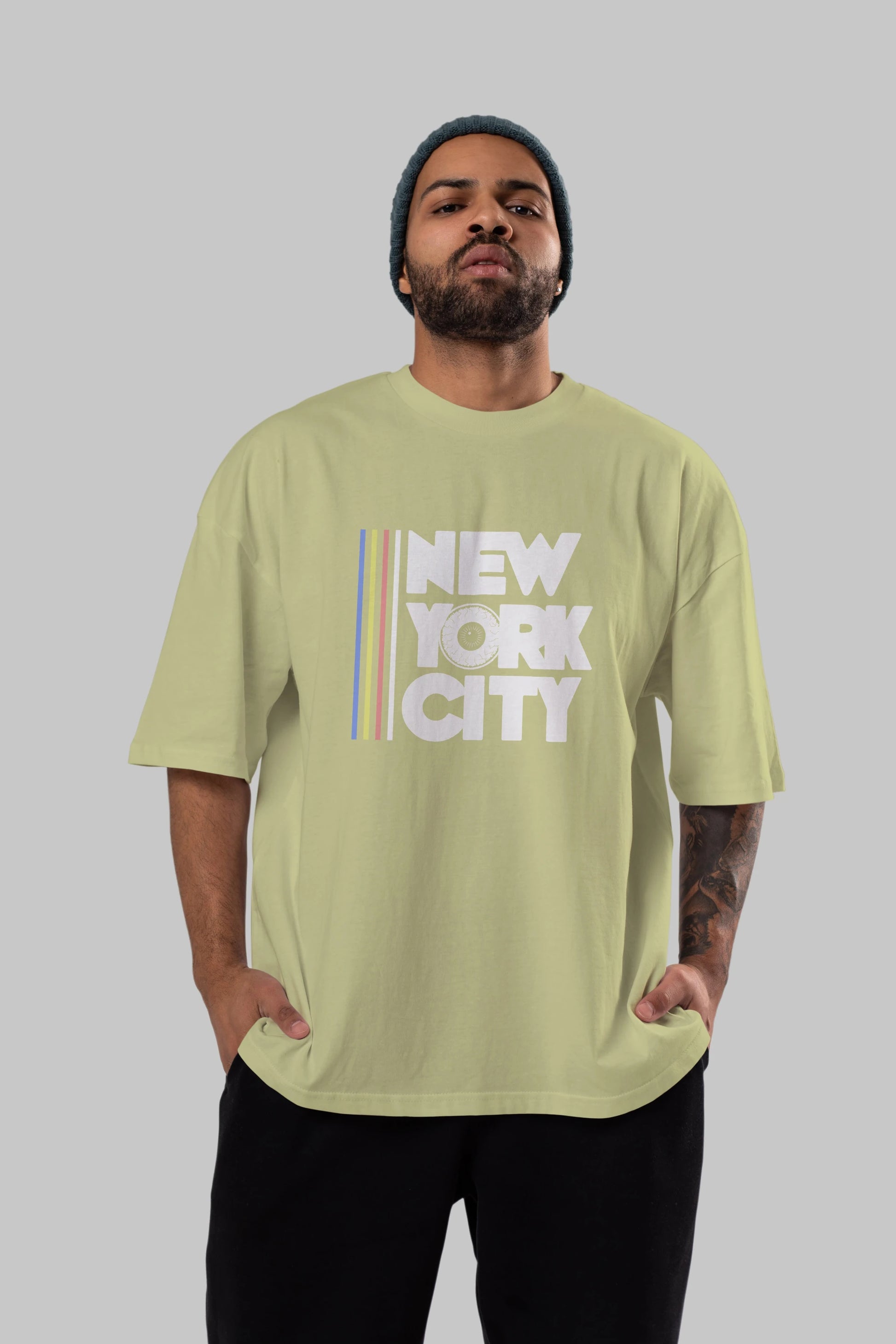 New York City Style Ön Baskılı Oversize t-shirt Erkek Kadın Unisex