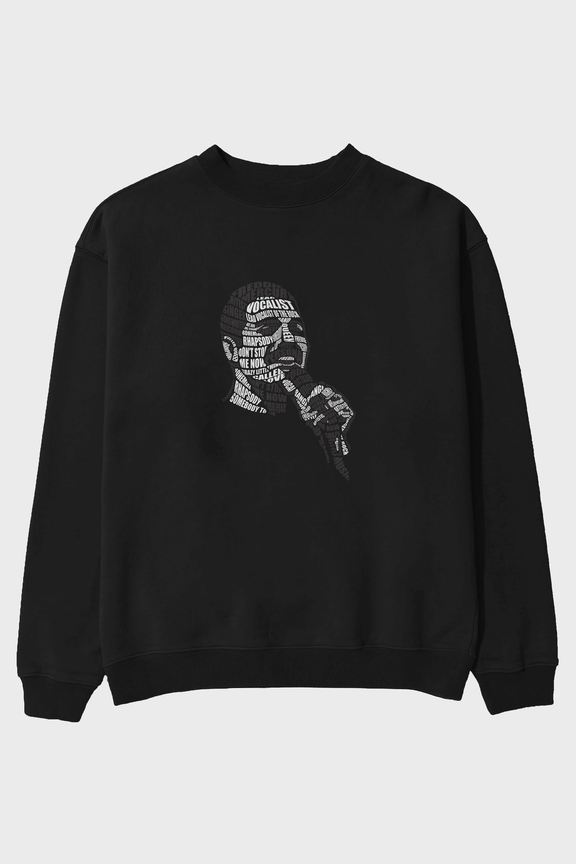 Freddy Mercuri Calligram Ön Baskılı Oversize Sweatshirt Erkek Kadın Unisex