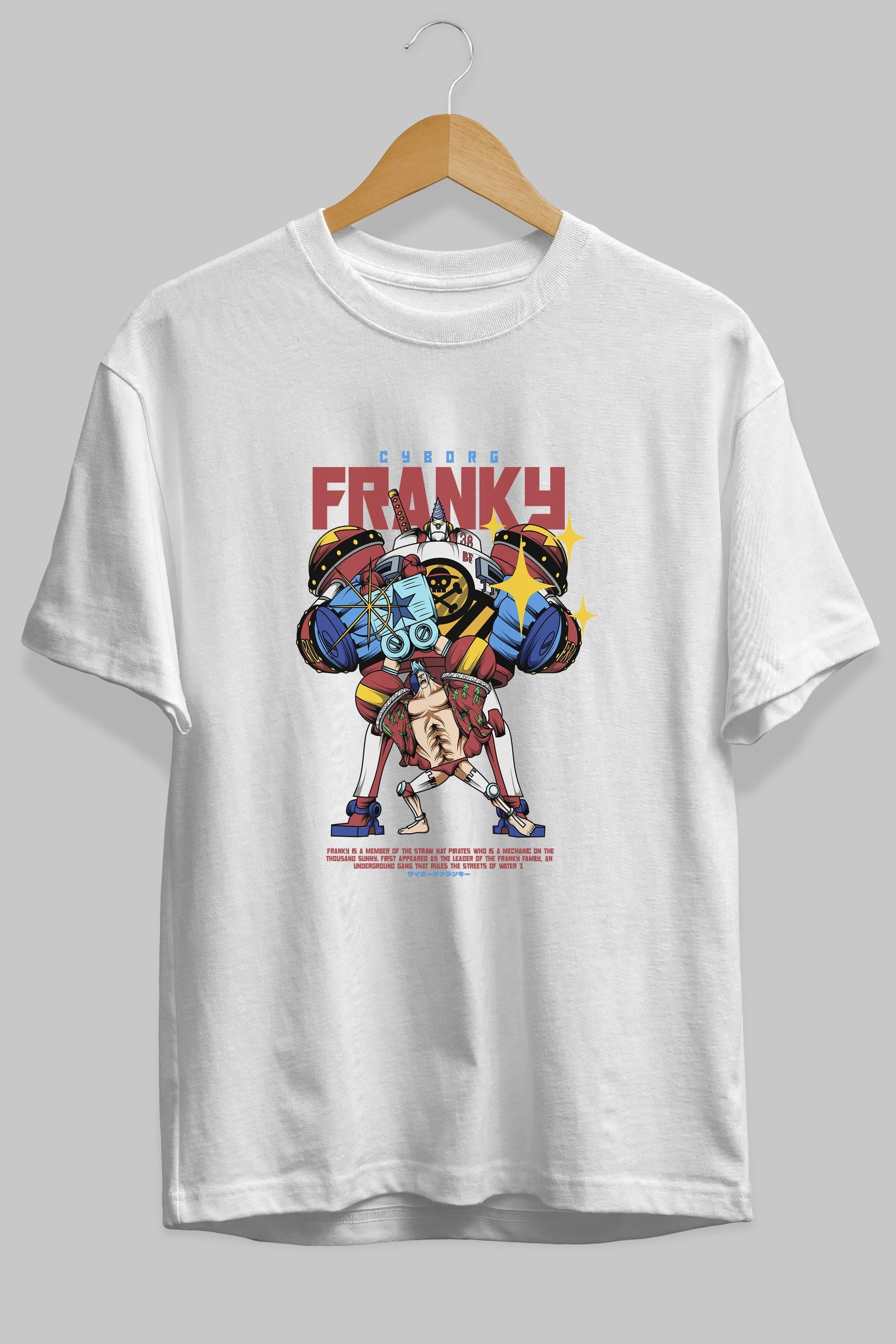Cyborg Franky Anime Ön Baskılı Oversize t-shirt %100 pamuk Erkek Kadın Unisex