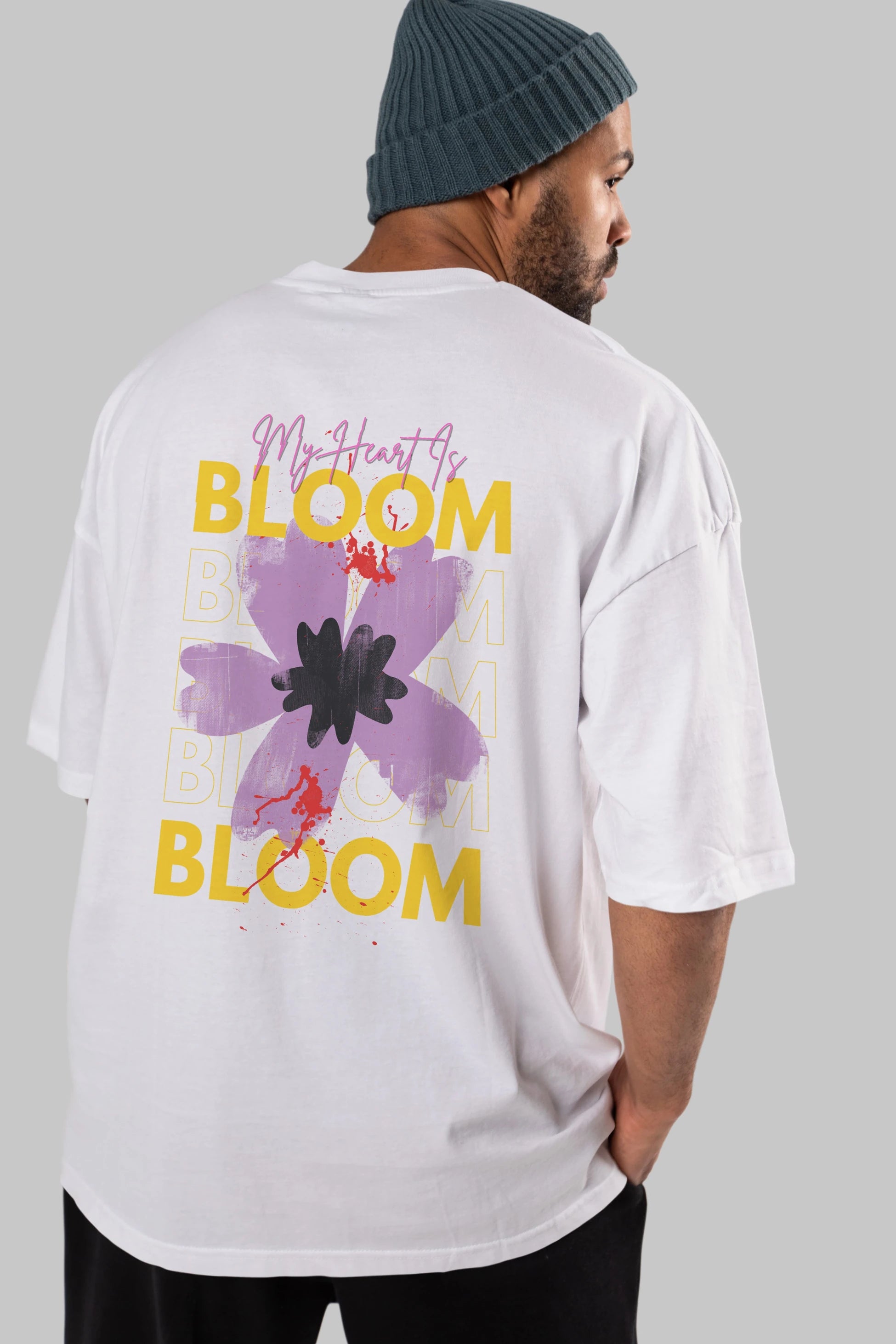 Bloom Yazılı Arka Baskılı Oversize t-shirt Erkek Kadın Unisex