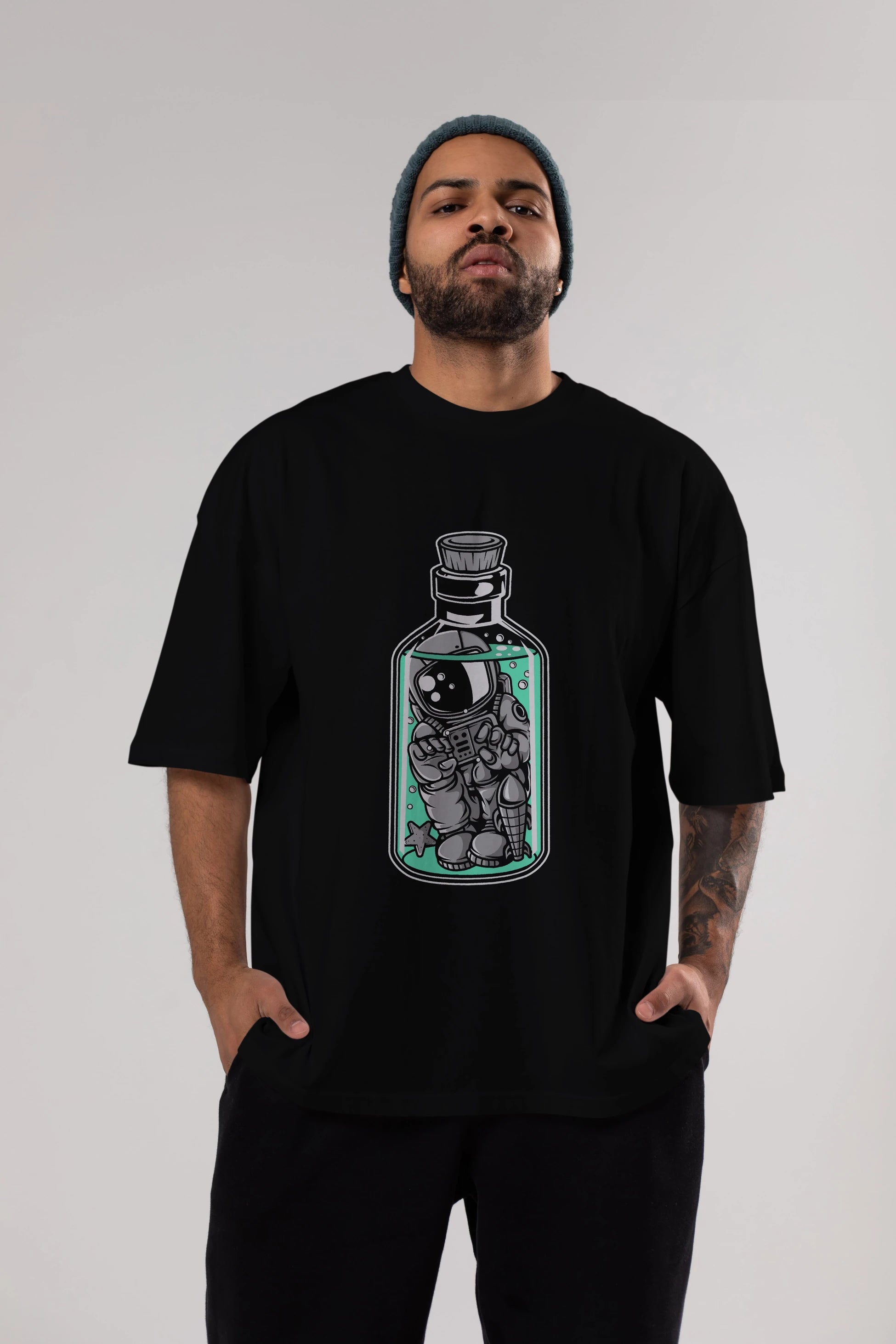 Astronaut in The Bottle Ön Baskılı Oversize t-shirt Erkek Kadın Unisex