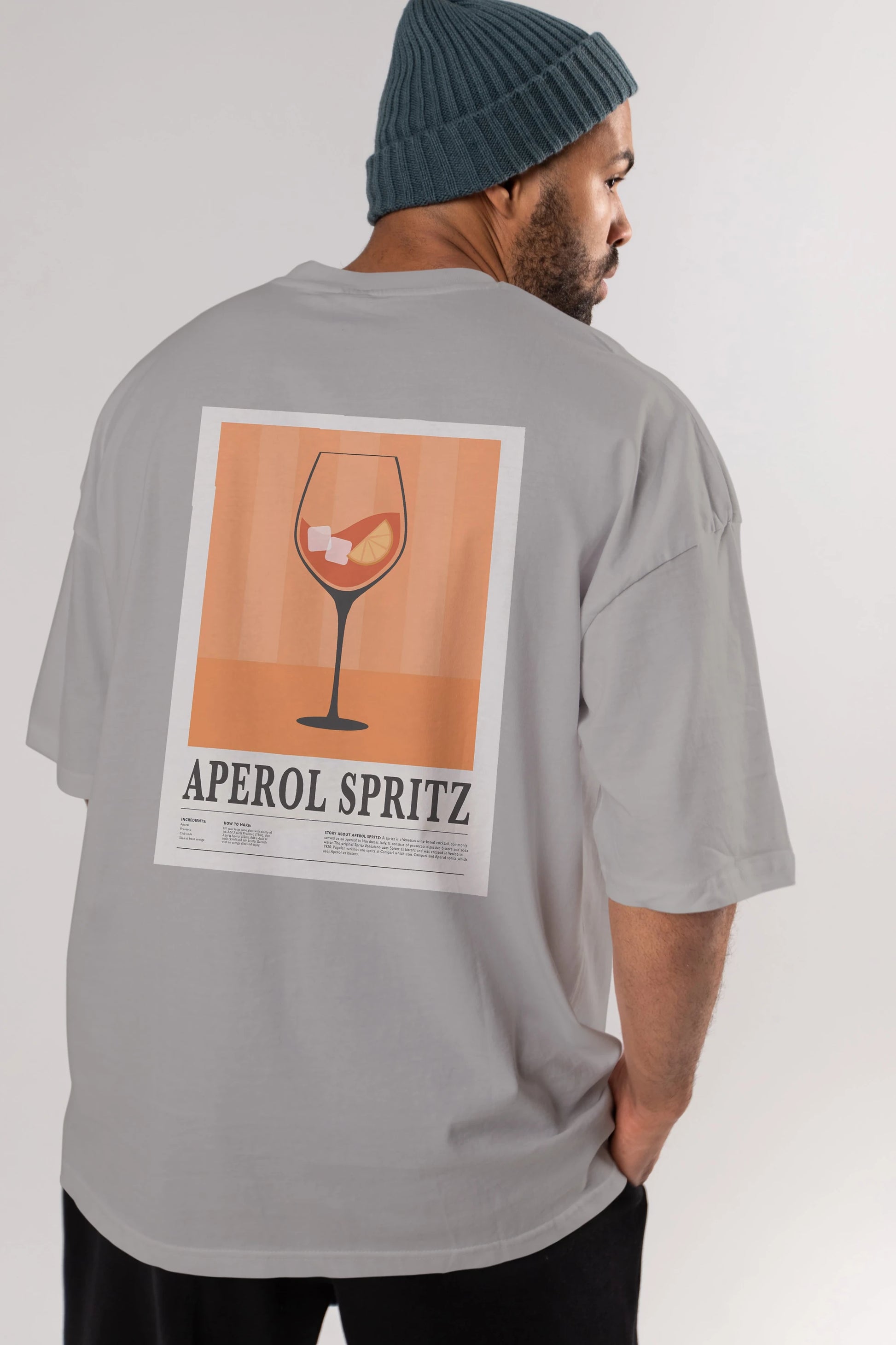 Aperol Spritz 8 Arka Baskılı Oversize t-shirt Erkek Kadın Unisex %100 Pamuk Bisiklet Yaka tişort