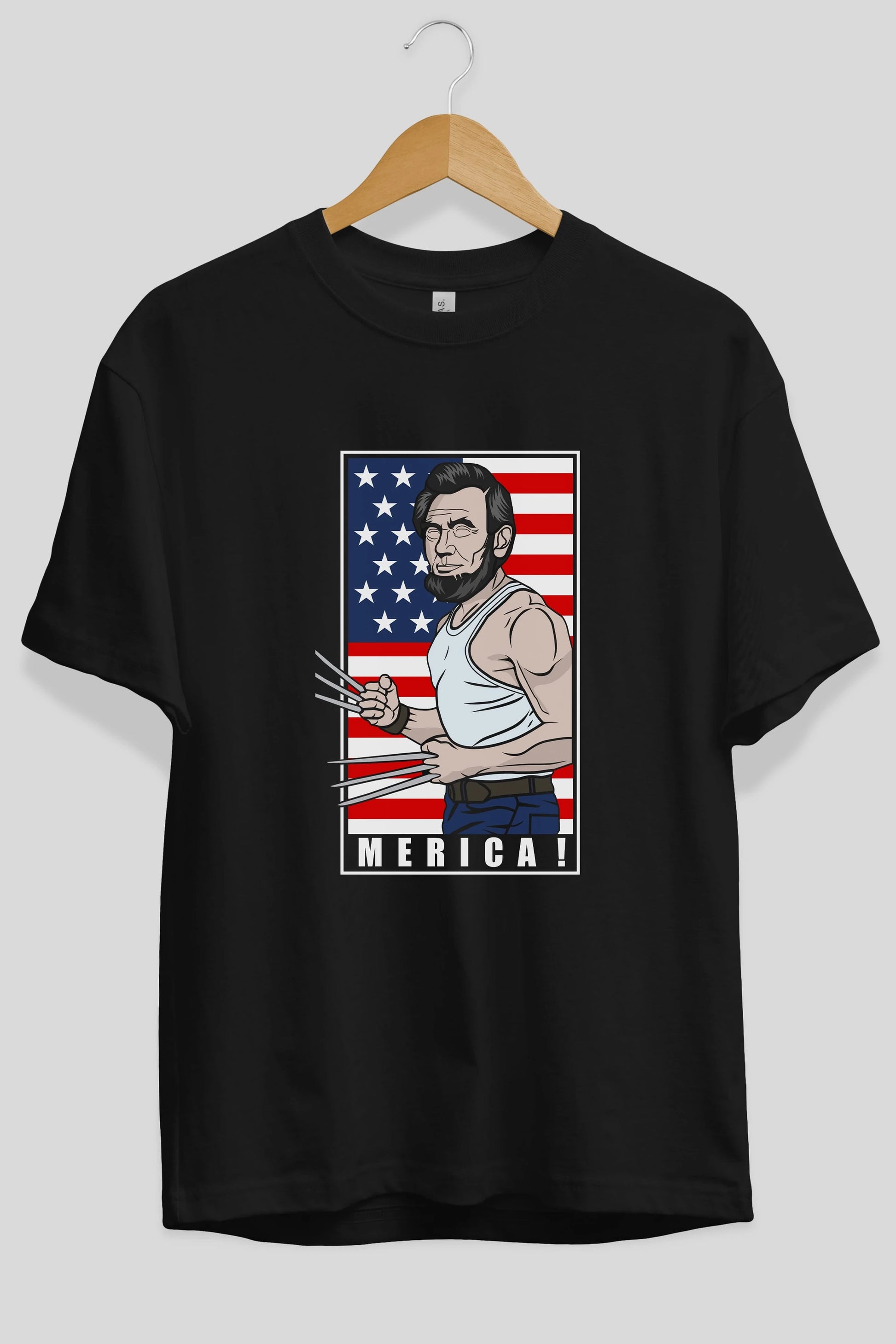 Wolverlincoln Ön Baskılı Oversize t-shirt Erkek Kadın Unisex %100 Pamuk tişort