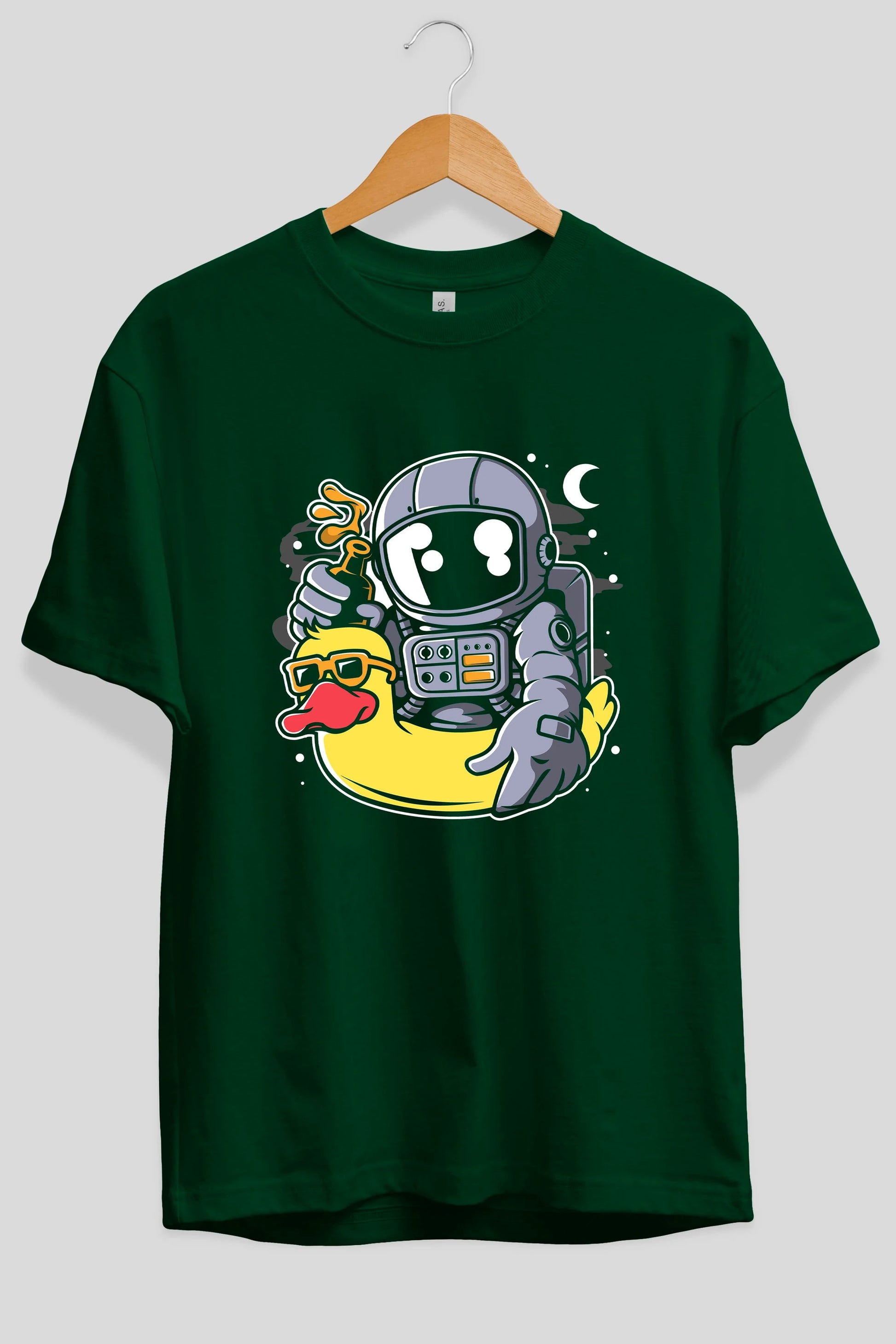 Astronaut Duck Balloon Ön Baskılı Oversize t-shirt Erkek Kadın Unisex
