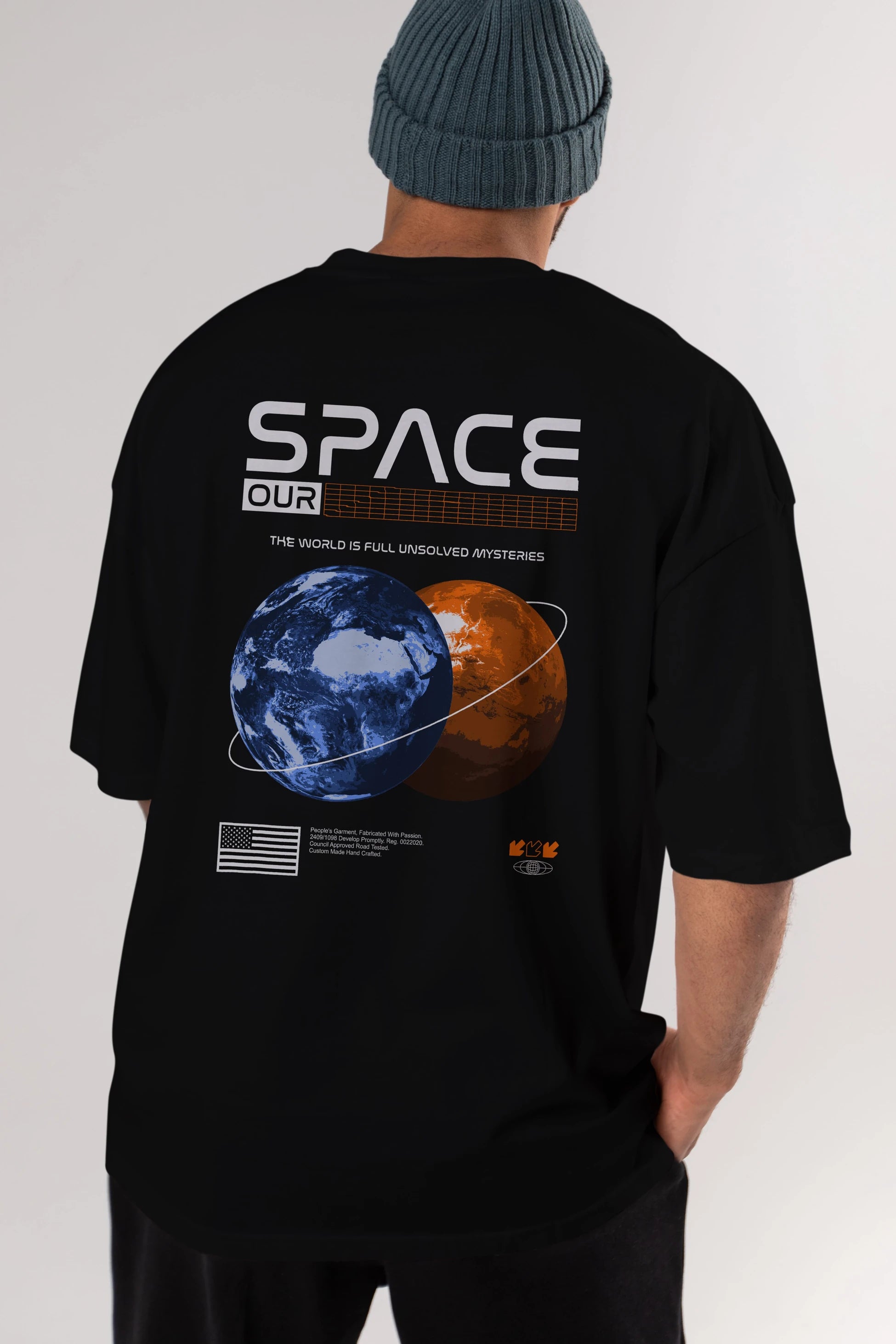 Space Our Arka Baskılı Oversize t-shirt Erkek Kadın Unisex