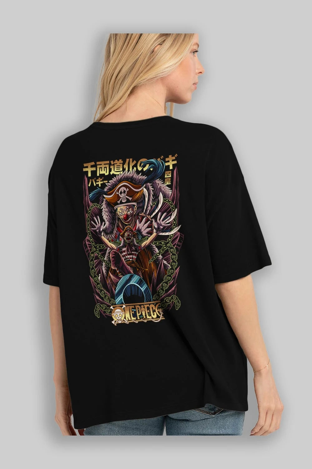 ONE PIECE (5) Anime Arka Baskılı Oversize t-shirt Erkek Kadın Unisex