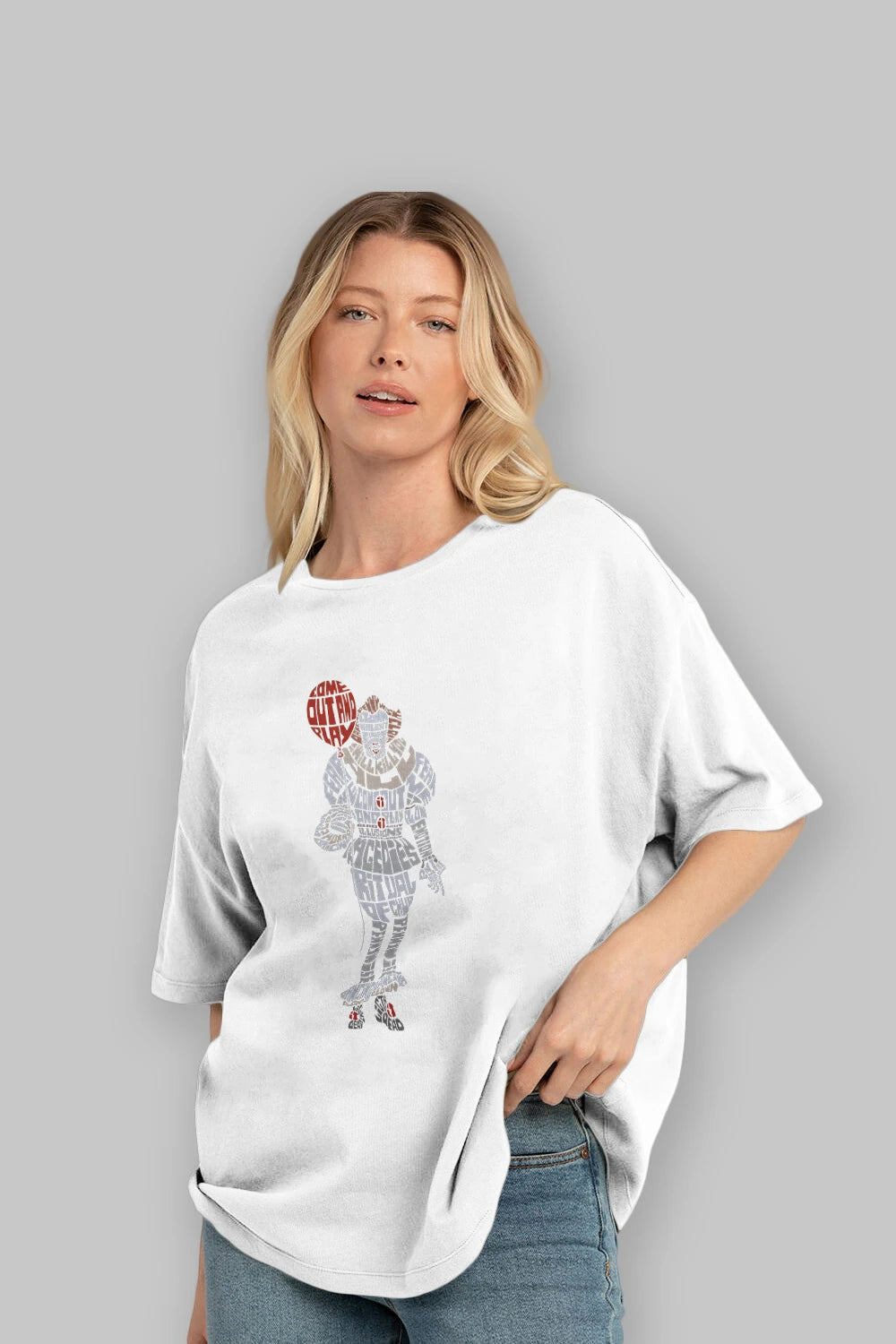 It Ön Baskılı Oversize t-shirt %100 pamuk Erkek Kadın Unisex