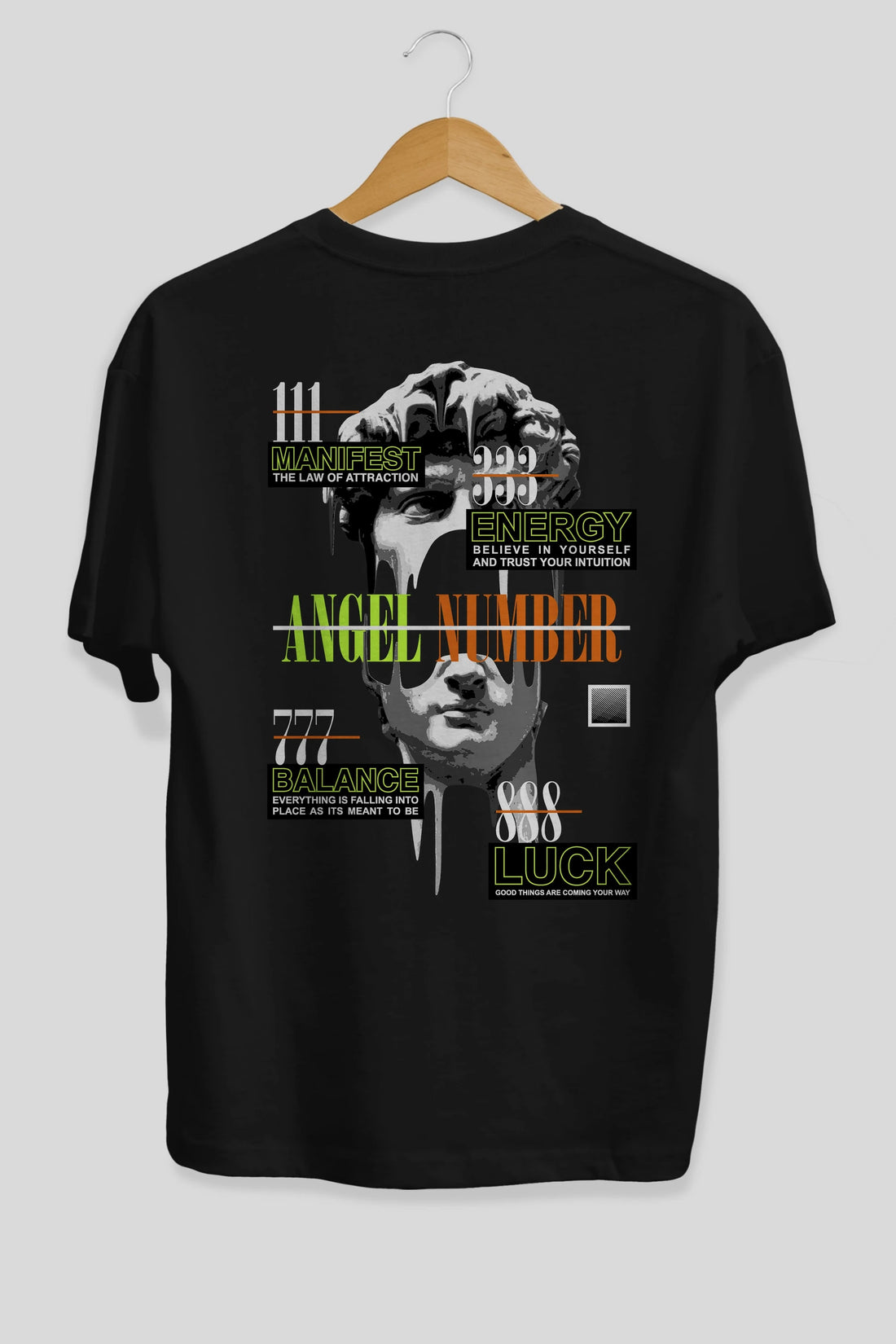 Angel Number Arka Baskılı Oversize t-shirt Erkek Kadın Unisex