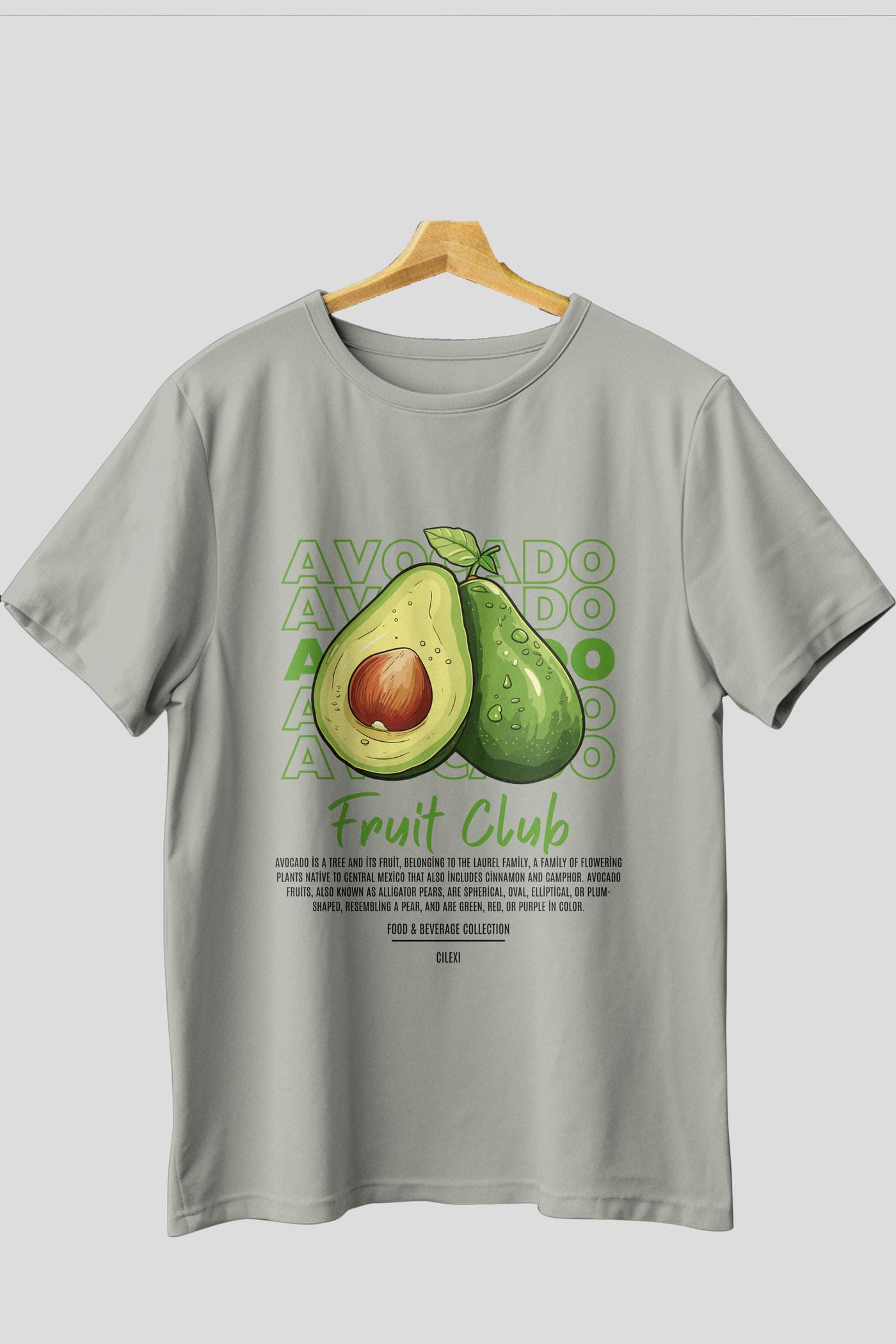 Avocado Ön Baskılı Oversize t-shirt Erkek Kadın Pamuk Bisiklet Yaka tişort