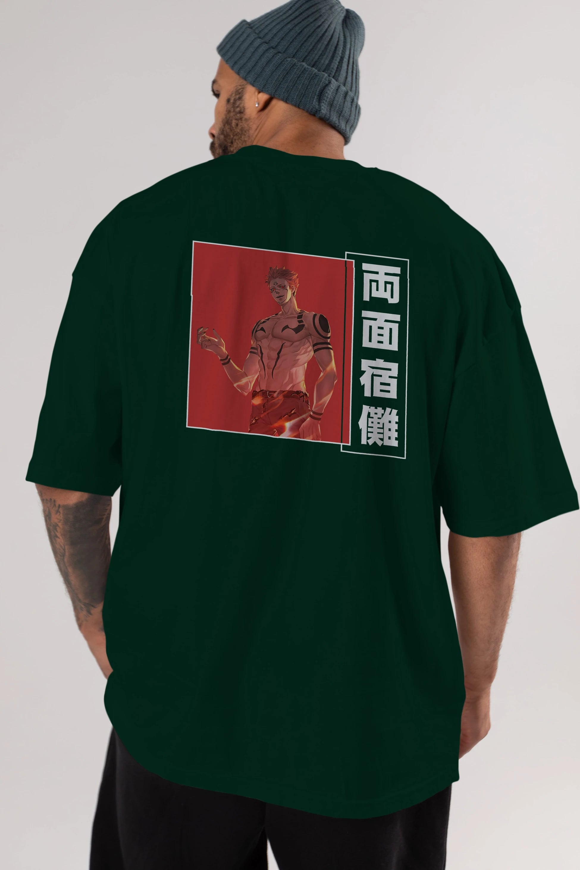 Sukuna Ryoumen 3 Anime Arka Baskılı Oversize t-shirt Erkek Kadın Unisex