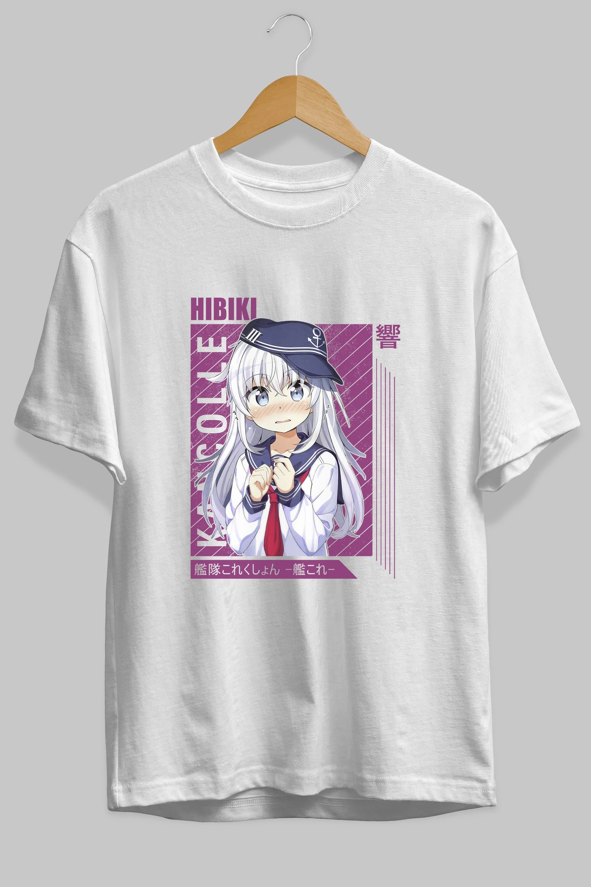 Hibiki 4 Anime Ön Baskılı Oversize t-shirt %100 pamuk Erkek Kadın Unisex