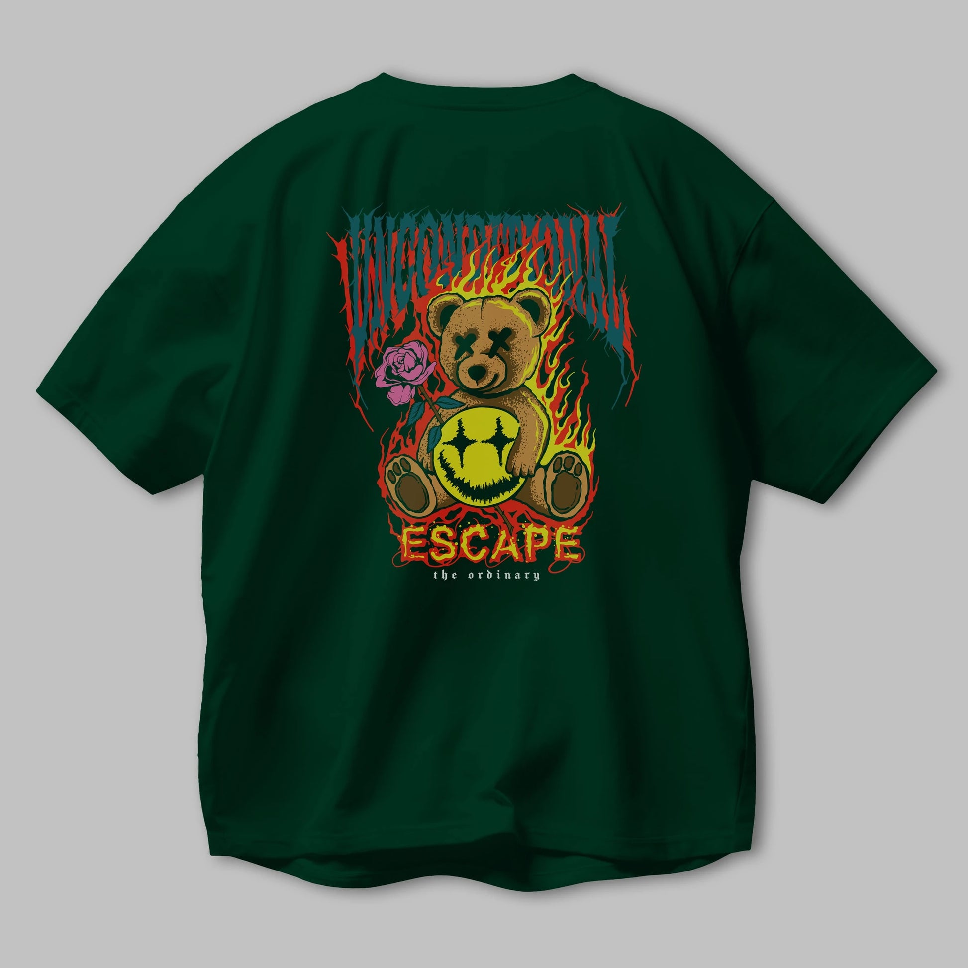 Escape Bear Arka Baskılı Oversize t-shirt Erkek Kadın Unisex