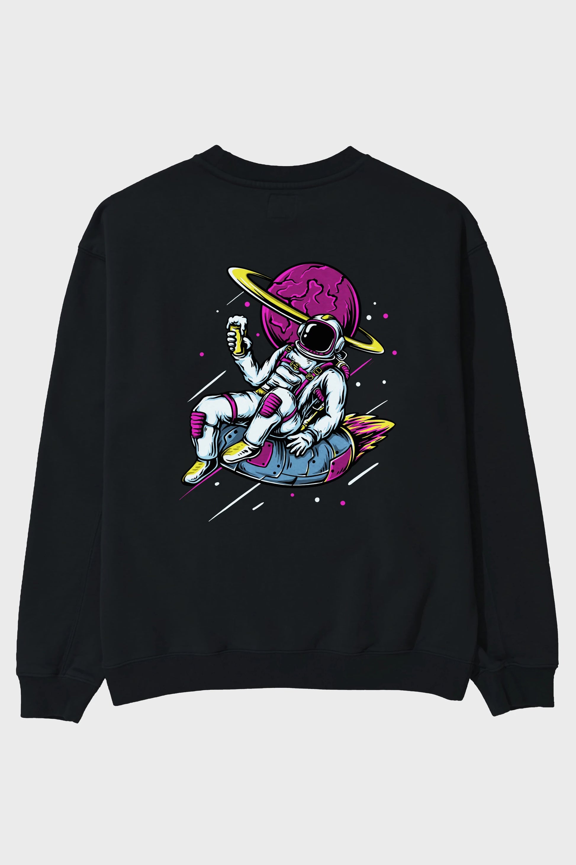 Astronaut Beer Arka Baskılı Oversize Sweatshirt Erkek Kadın Unisex
