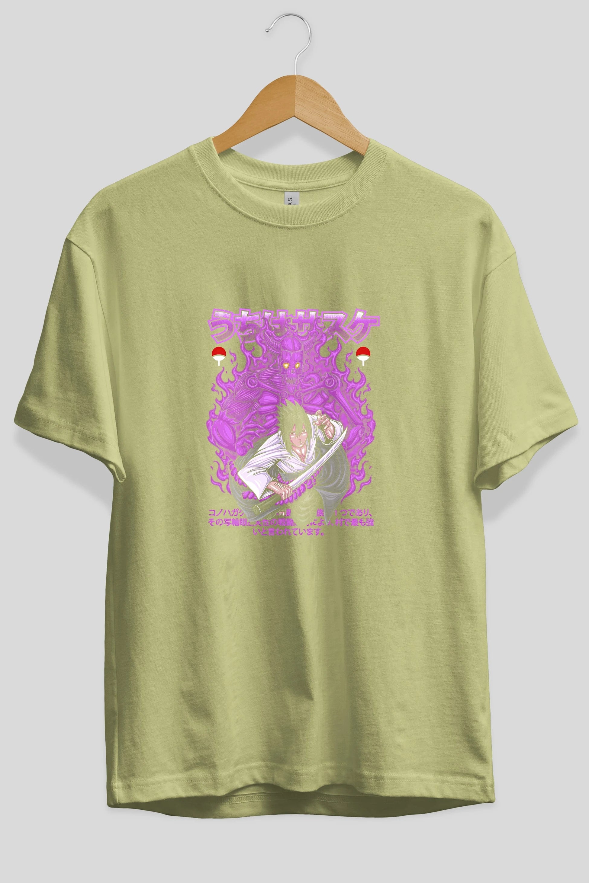 SASUKE UCHIHA NARUTO Anime Ön Baskılı Oversize t-shirt %100 pamuk Erkek Kadın Unisex