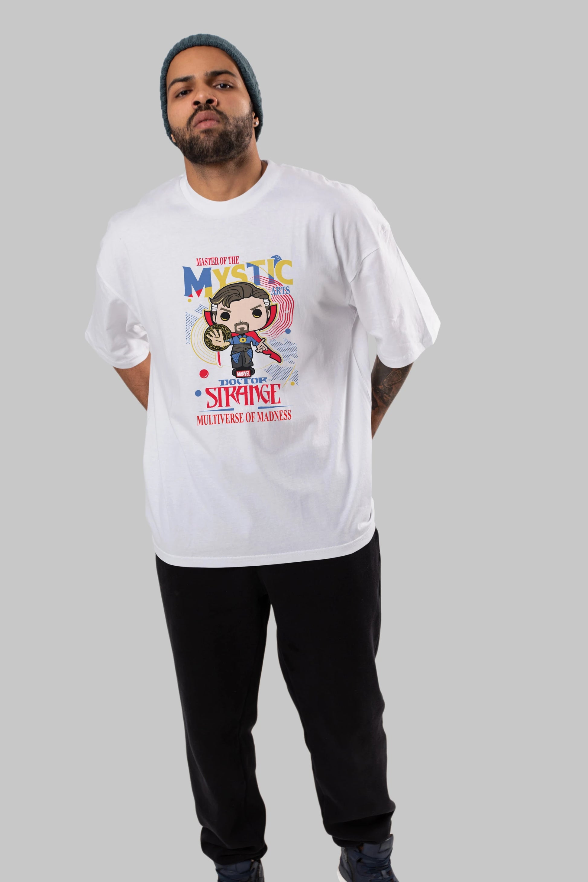 Doctor Strange Ön Baskılı Oversize t-shirt Erkek Kadın Unisex %100 Pamuk Bisiklet Yaka tişort