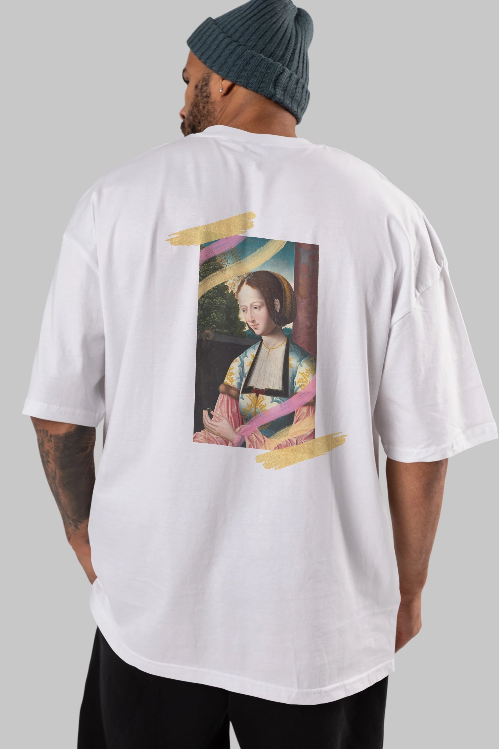 Woman Portrait Arka Baskılı Oversize t-shirt Erkek Kadın Unisex