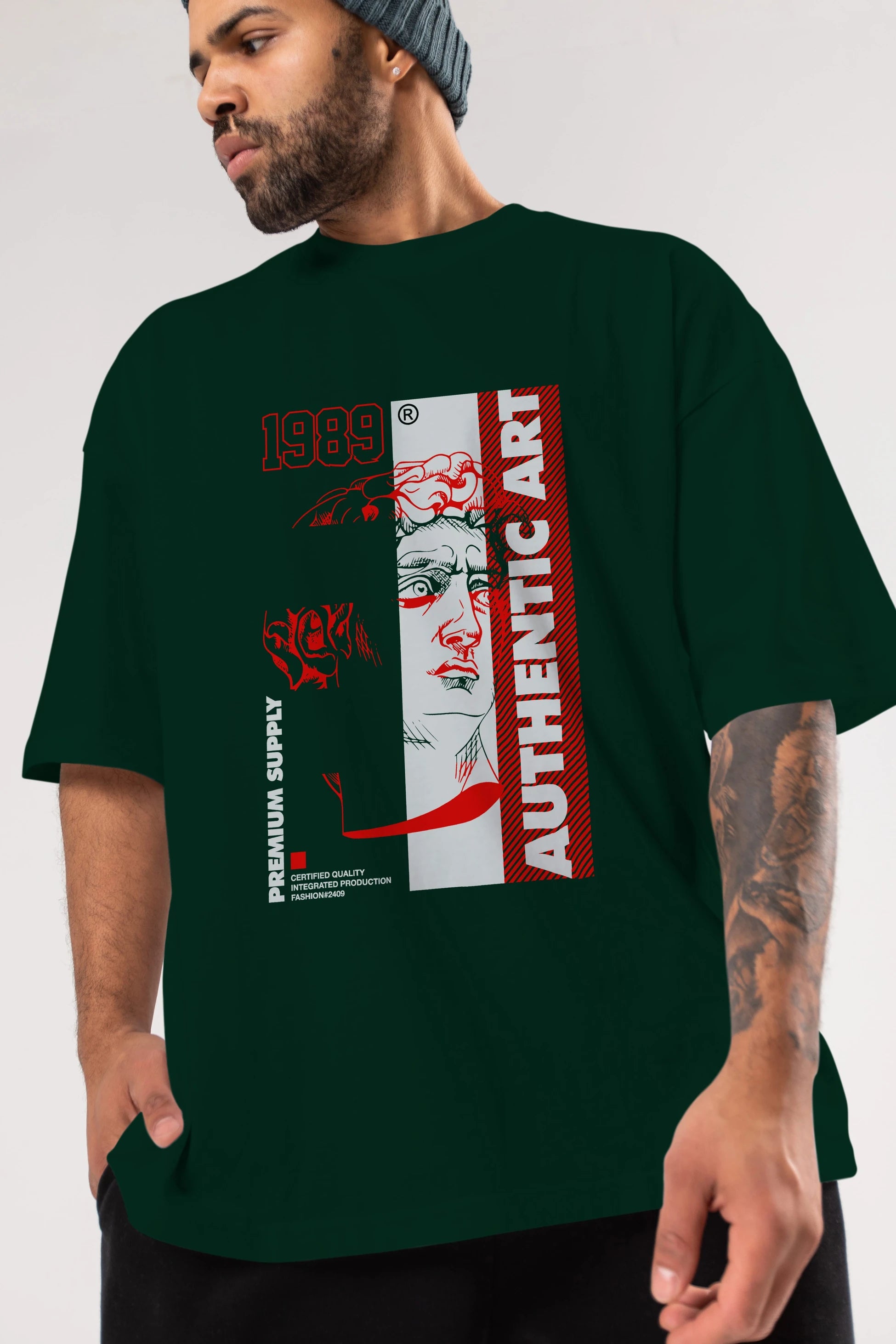 Authentic Art Ön Baskılı Oversize t-shirt Erkek Kadın Unisex