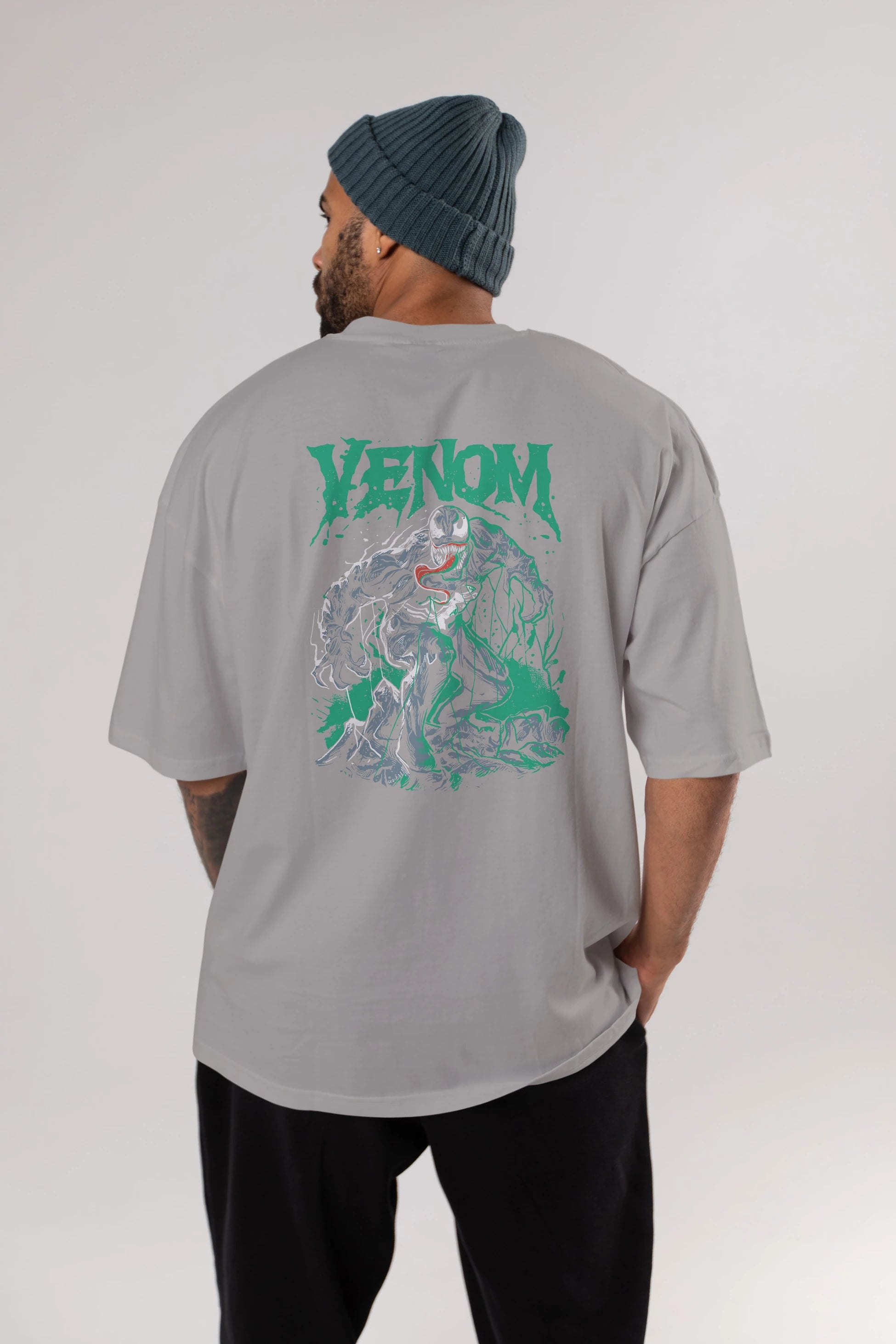 Venom (3) Arka Baskılı Oversize t-shirt Erkek Kadın Unisex %100 Pamuk Bisiklet Yaka tişort