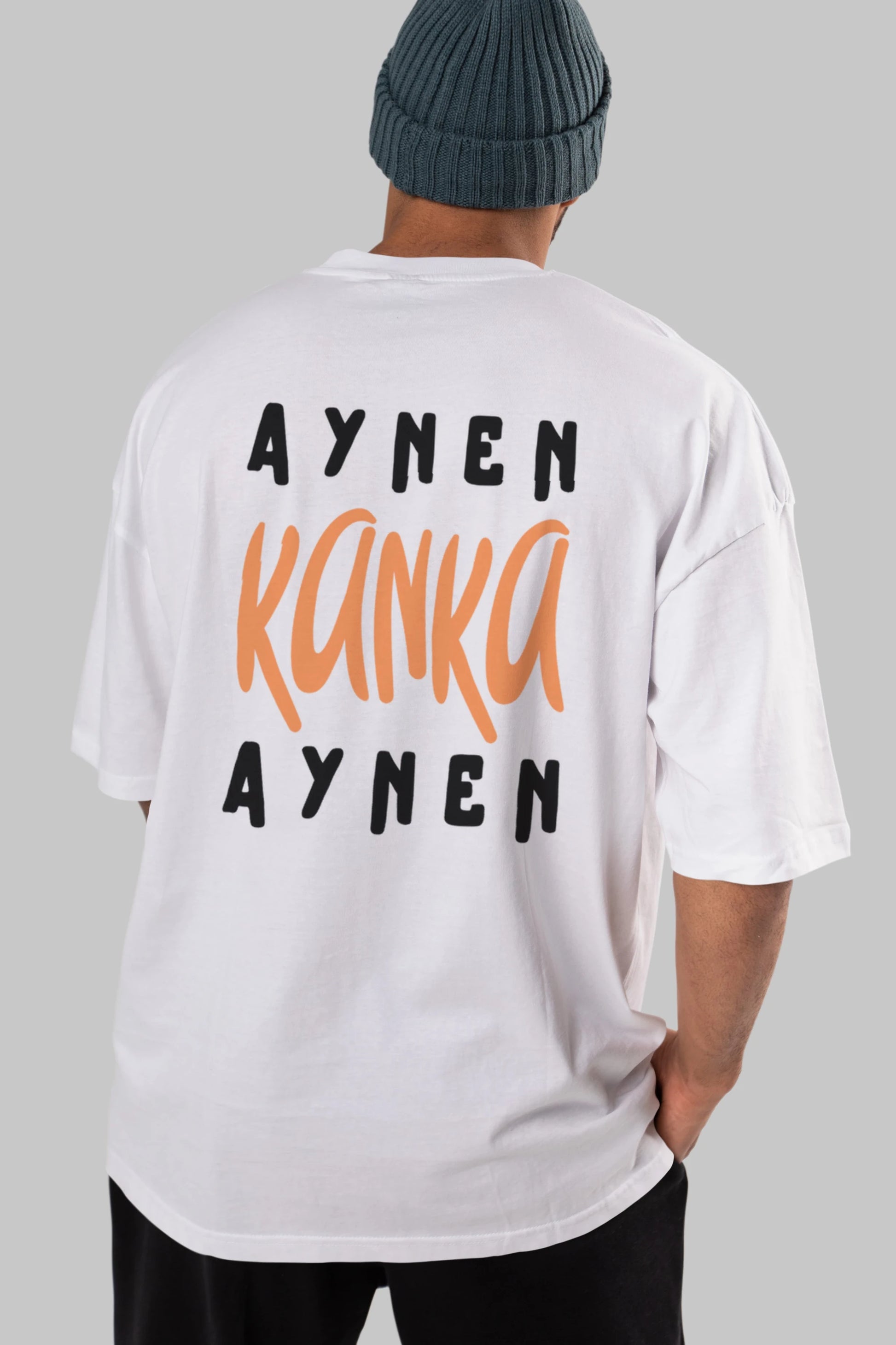 Aynen Kanka Aynen Yazılı Arka Baskılı Oversize t-shirt Erkek Kadın Unisex