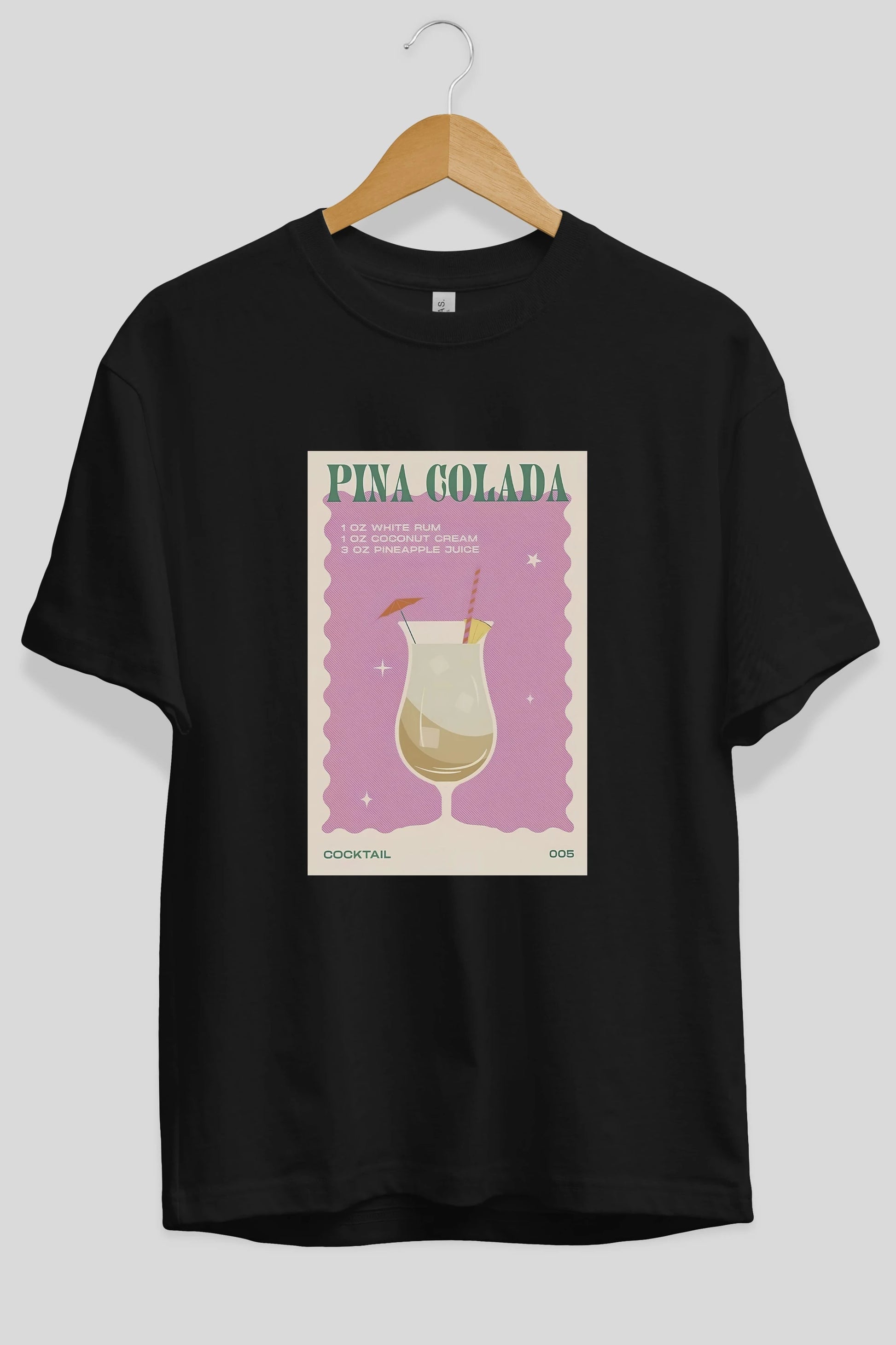 Pina Colada 3 Ön Baskılı Oversize t-shirt Erkek Kadın Unisex %100 Pamuk Bisiklet Yaka tişort