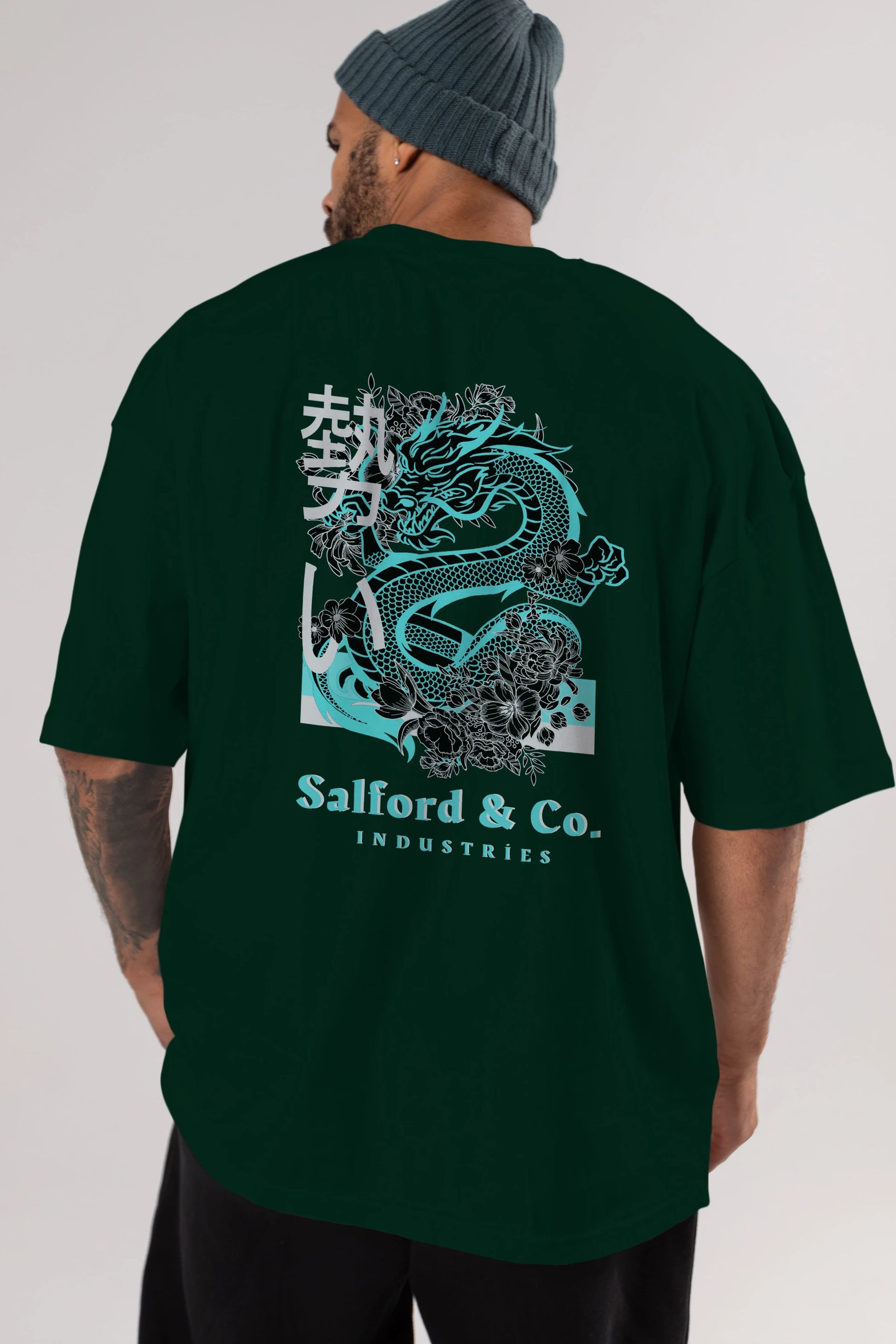 Dragon Arka Baskılı Oversize t-shirt Erkek Kadın Unisex