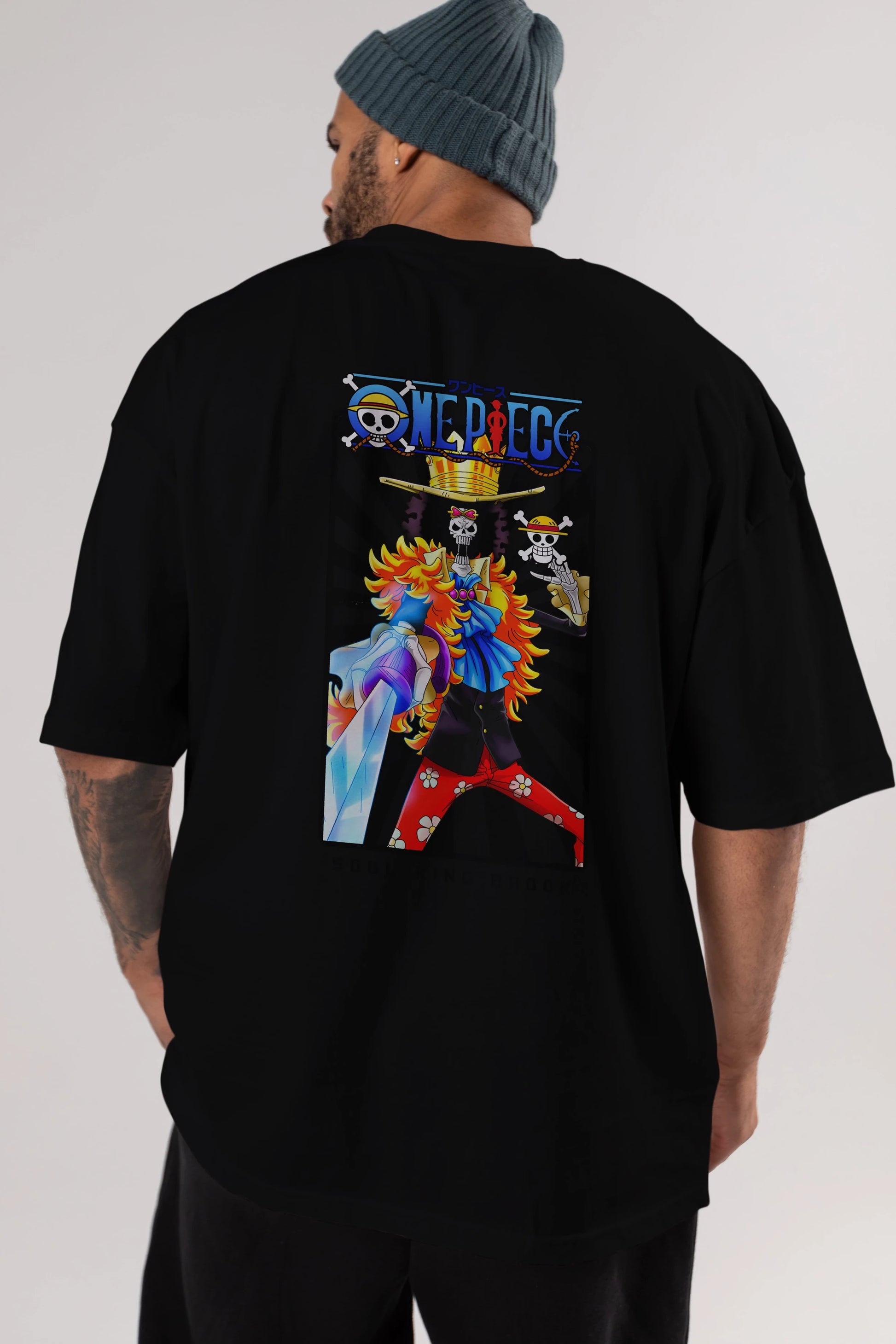 Brook Anime Arka Baskılı Oversize t-shirt Erkek Kadın Unisex %100 pamuk tişort