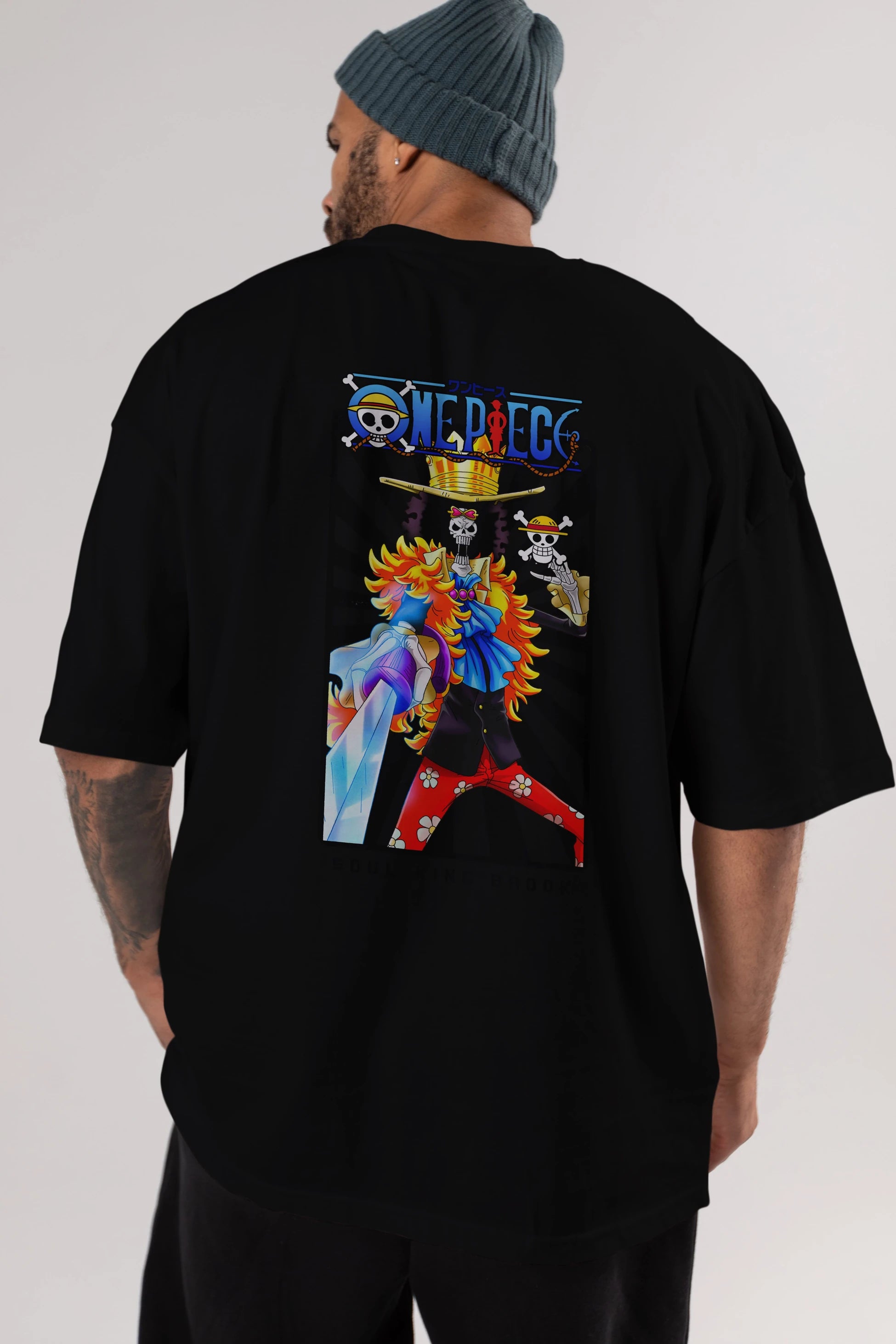 Brook Anime Arka Baskılı Oversize t-shirt Erkek Kadın Unisex %100 pamuk tişort