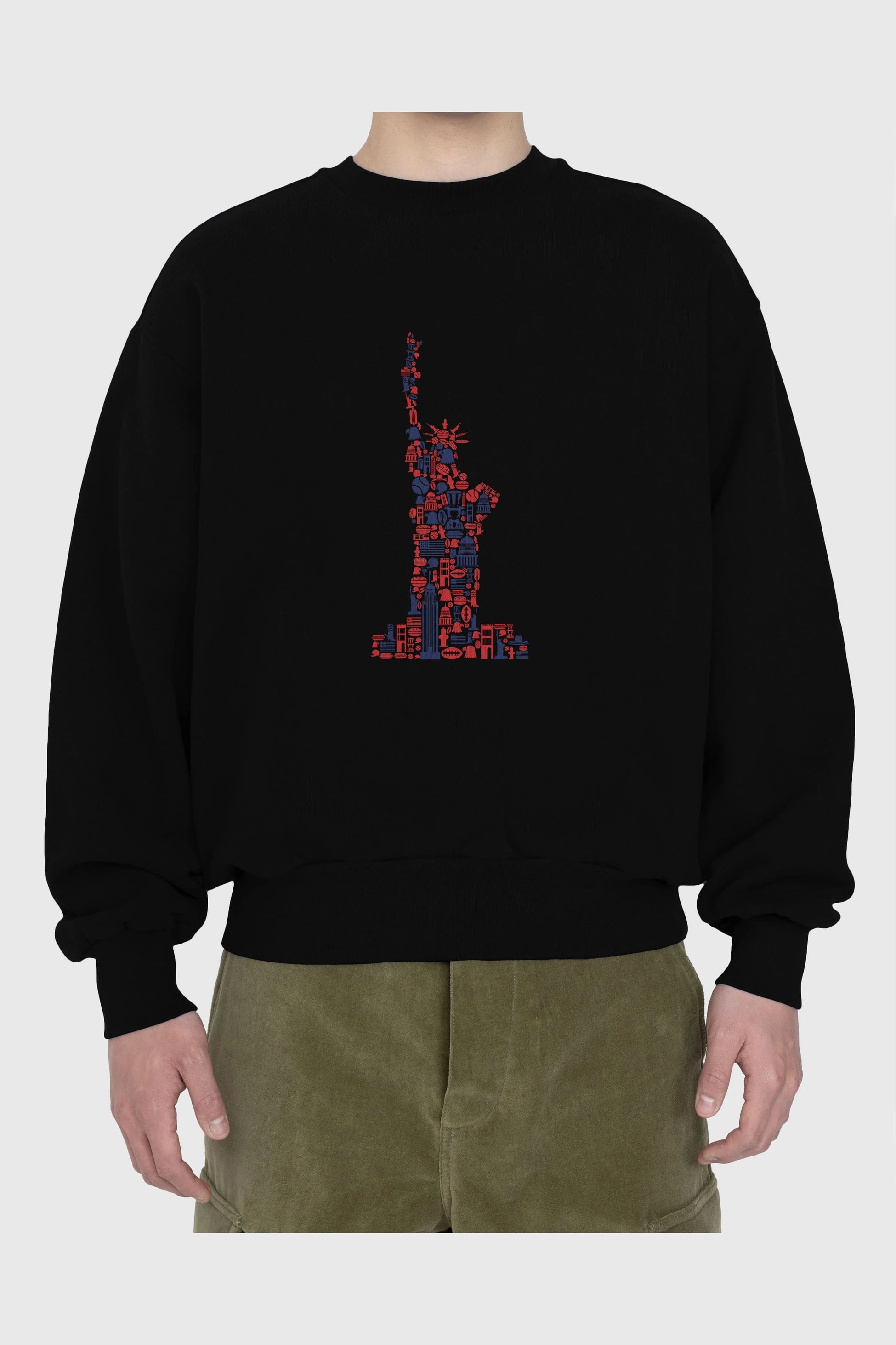 Liberty Ön Baskılı Oversize Sweatshirt Erkek Kadın Unisex