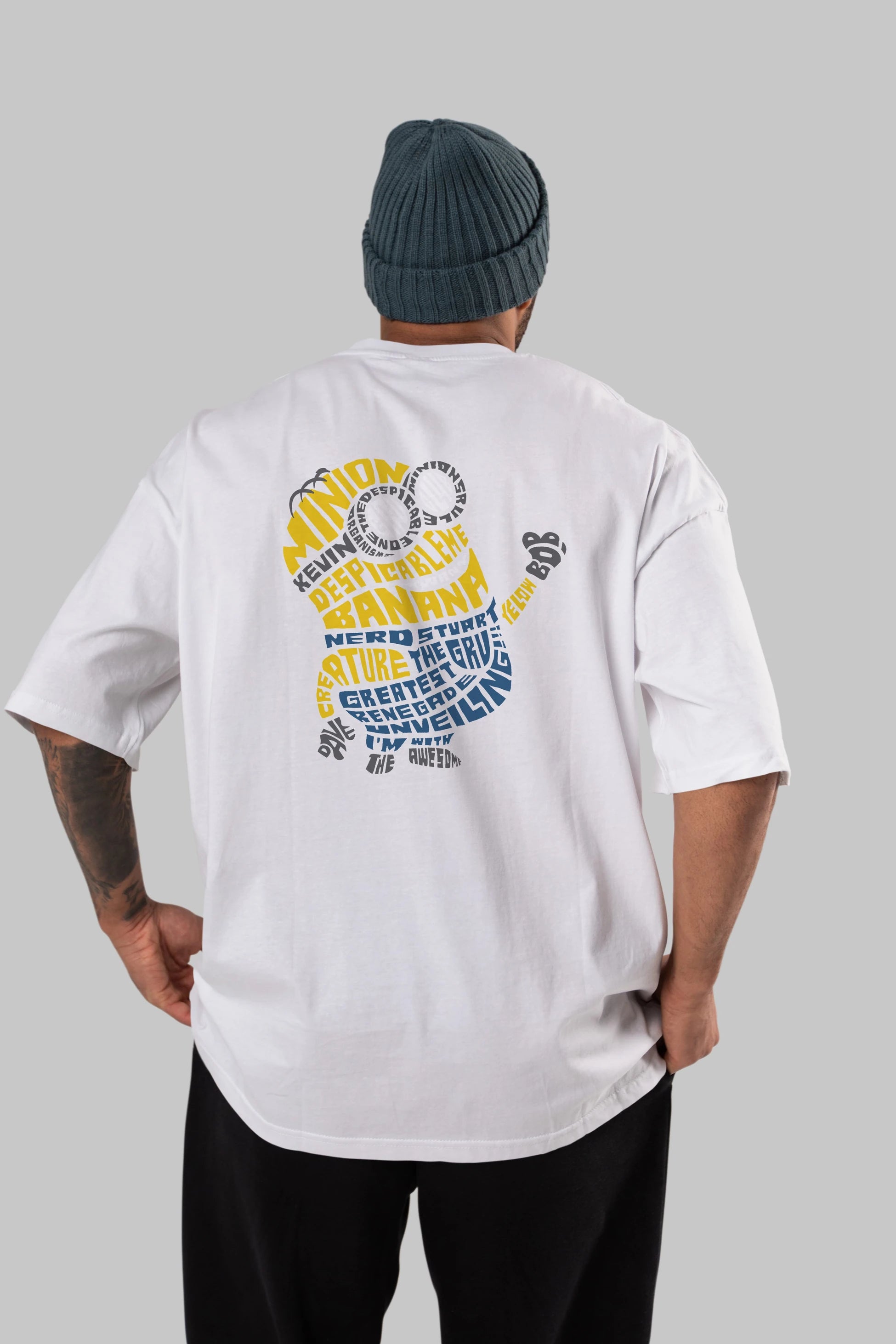 Minion Arka Baskılı Oversize t-shirt %100 pamuk Erkek Kadın Unisex
