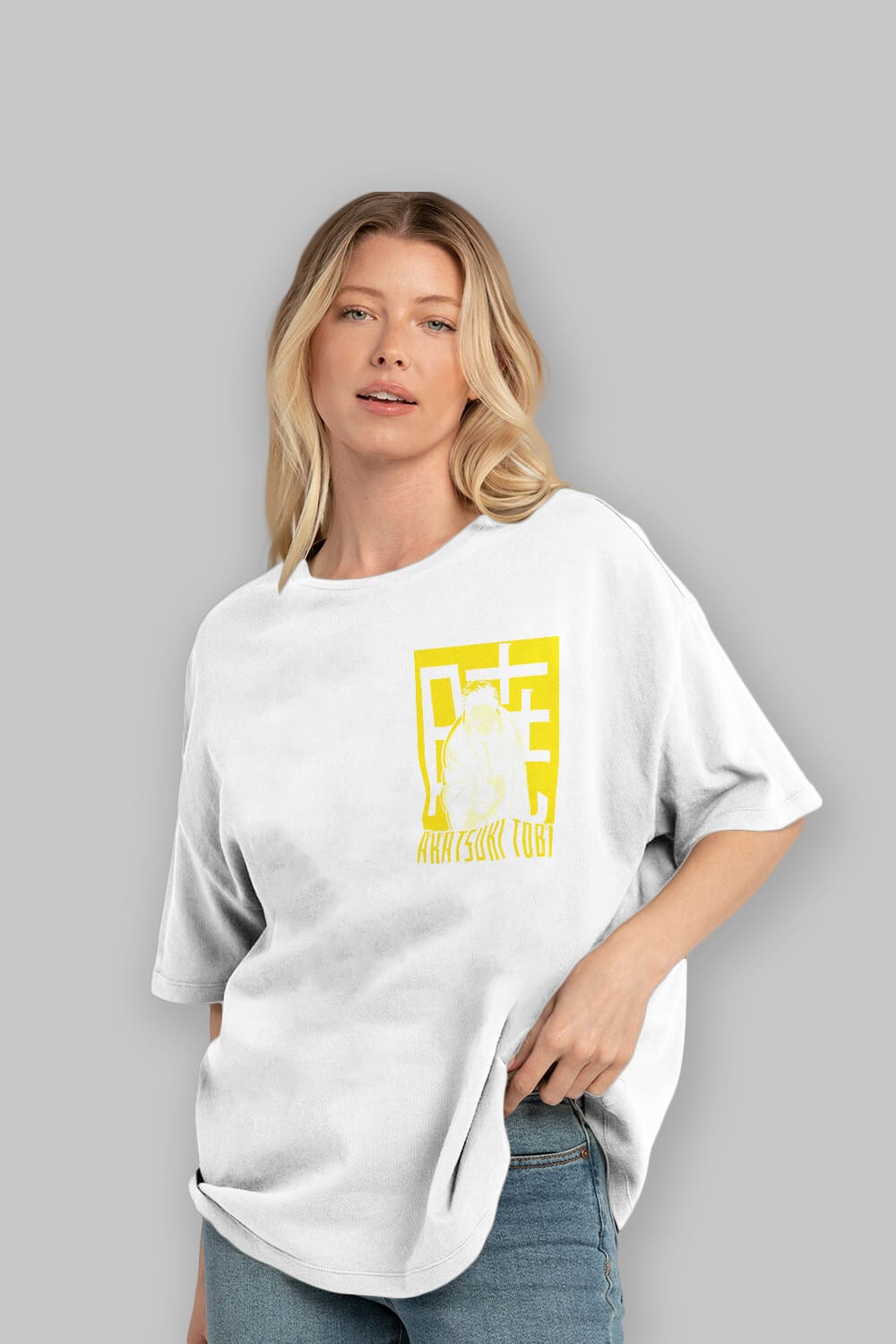AKATSUKI OBITO NARUTO Ön Sol Baskılı Oversize t-shirt Erkek Kadın Unisex %100 Pamuk Bisiklet Yaka tişort