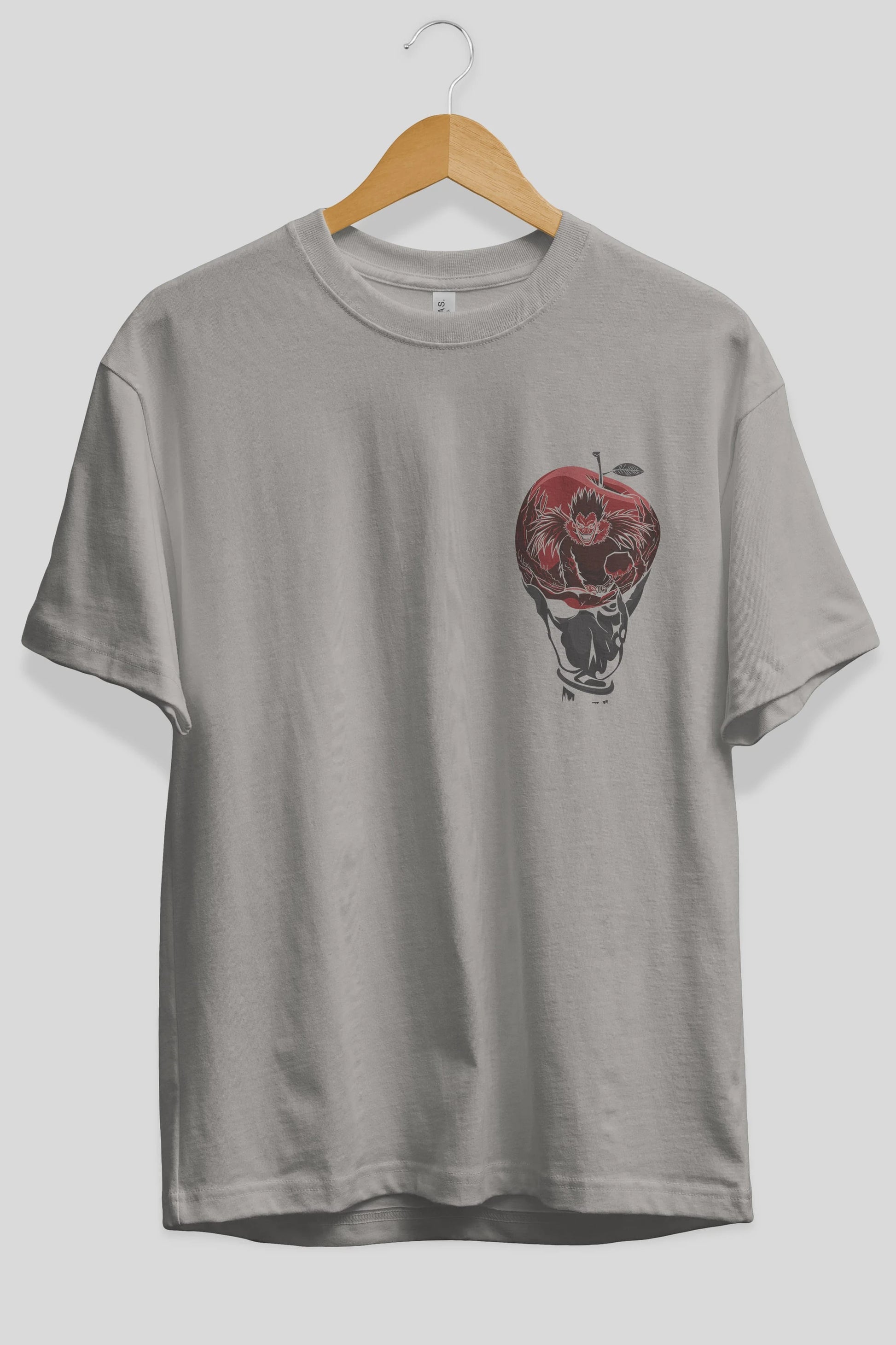 DEATH NOTE -RYUK Ön Sol Baskılı Oversize t-shirt Erkek Kadın Unisex %100 Pamuk Bisiklet Yaka tişort