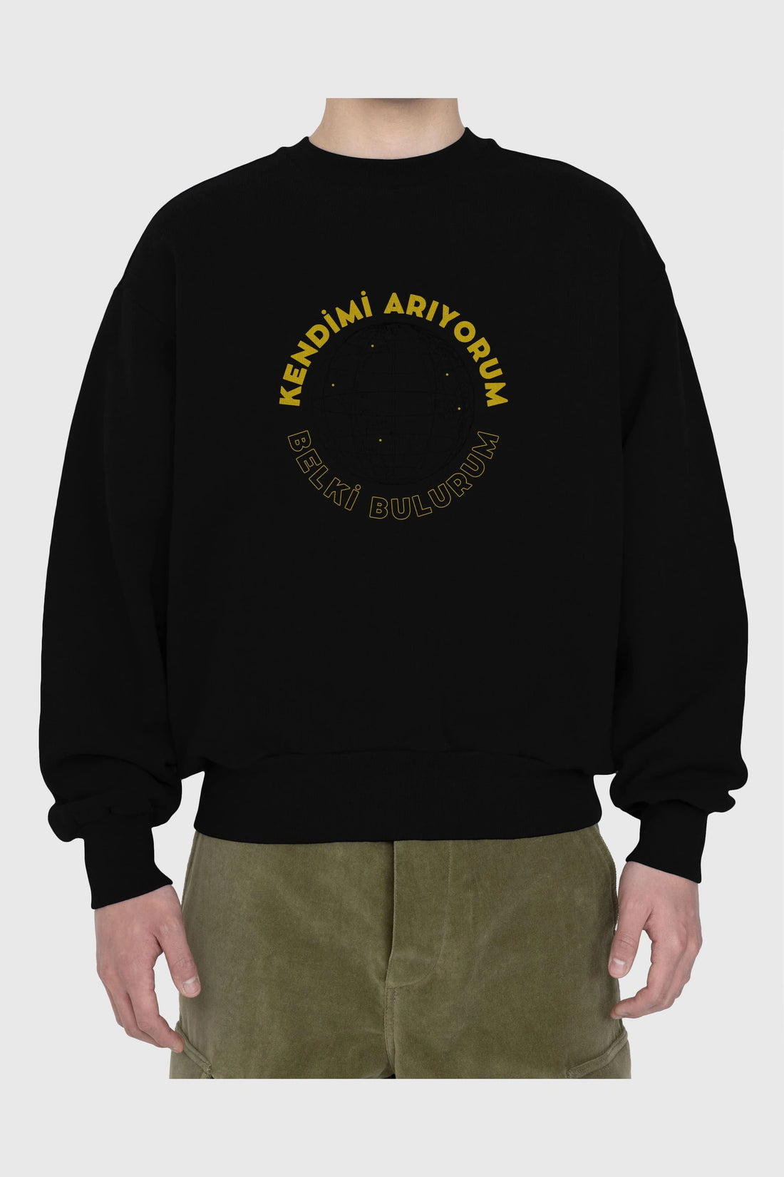 Kendimi Arıyorum Yazılı Ön Baskılı Oversize Sweatshirt Erkek Kadın Unisex