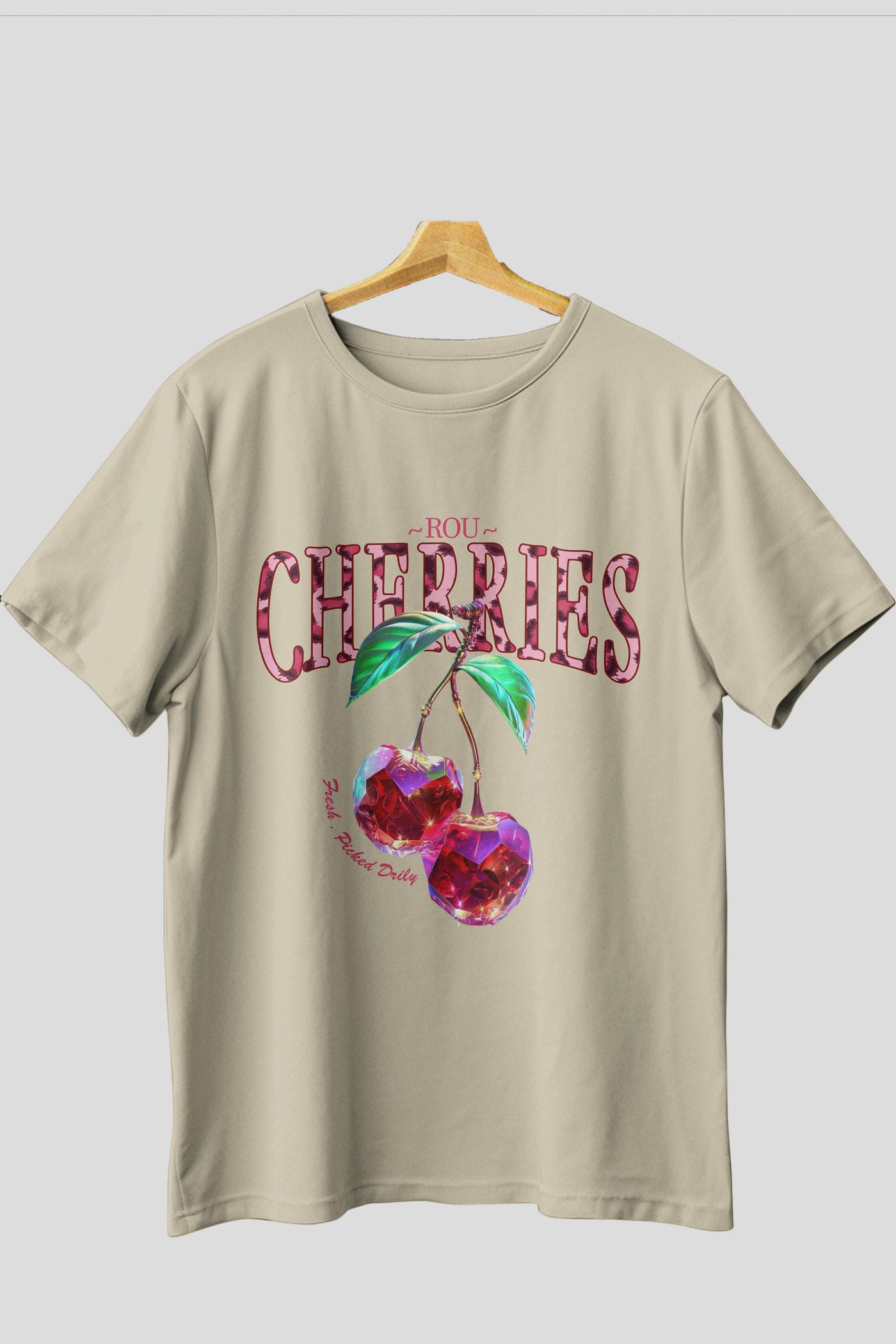 Cherry Cherries 4 Ön Baskılı Oversize t-shirt Erkek Kadın Pamuk Bisiklet Yaka tişort