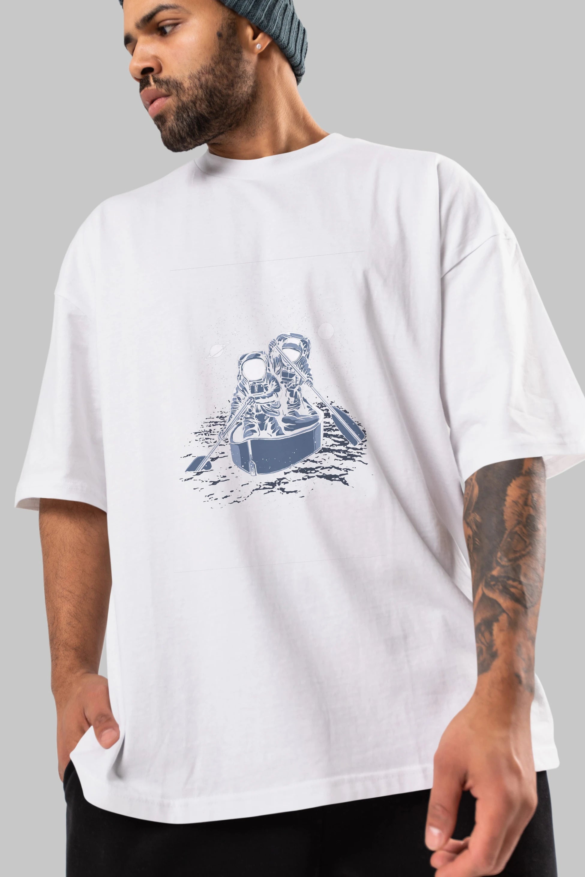 Across The Galaxy Ön Baskılı Oversize t-shirt Erkek Kadın Unisex %100 Pamuk tişort
