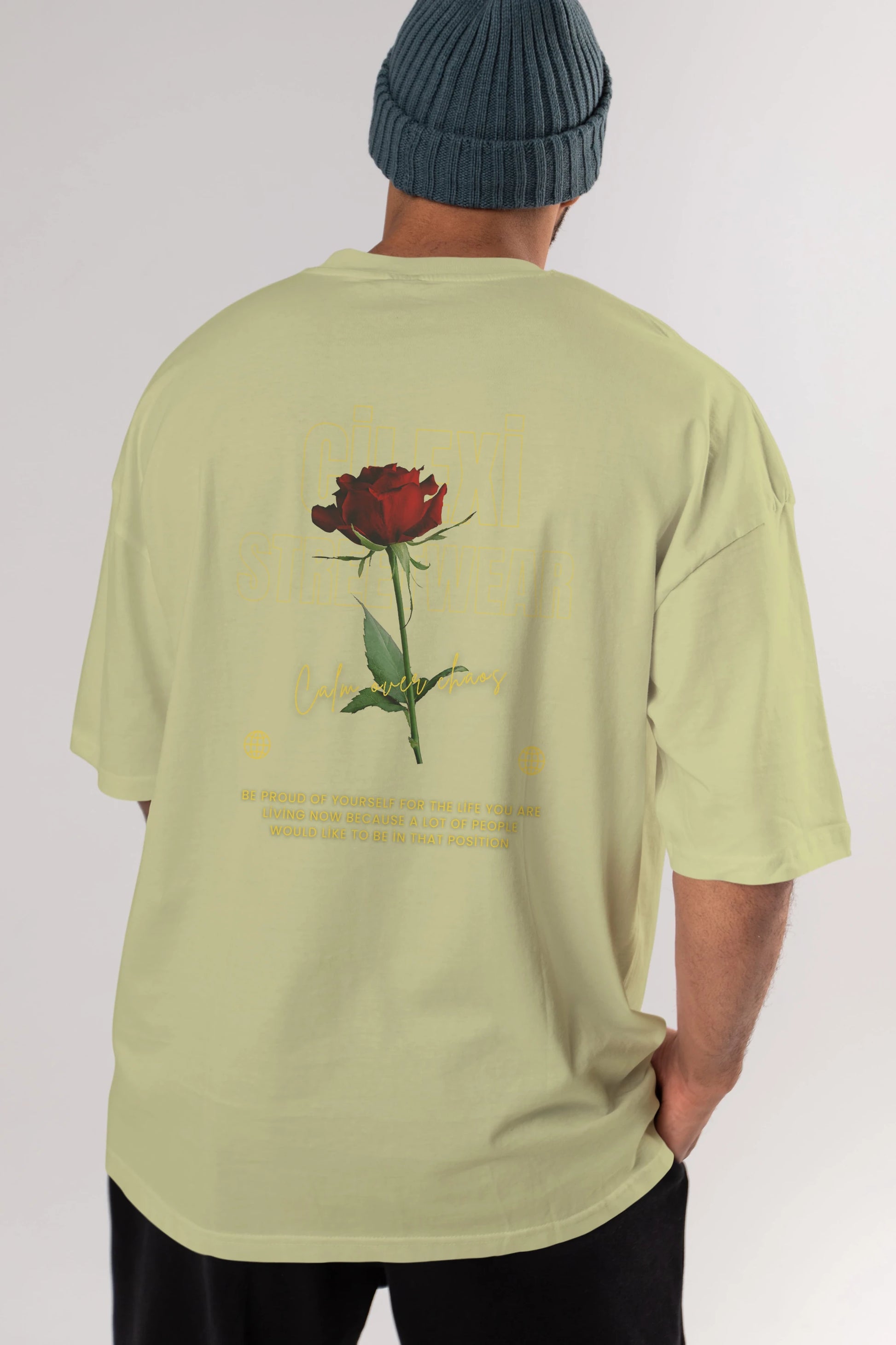Rose Cilexi Streetwear Arka Baskılı Oversize t-shirt Erkek Kadın Unisex
