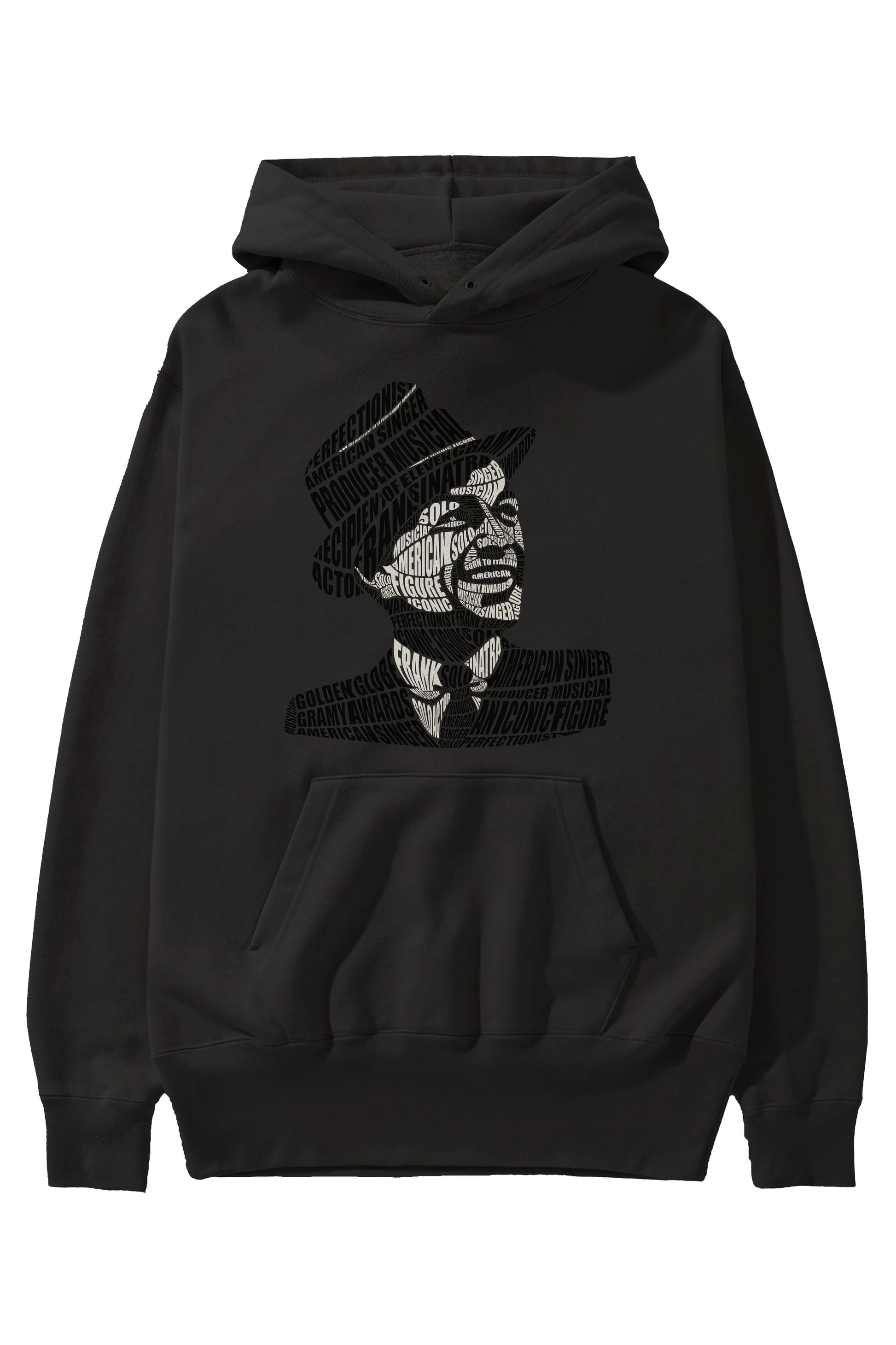 Frank Sinatra Calligram Ön Baskılı Hoodie Oversize Kapüşonlu Sweatshirt Erkek Kadın Unisex
