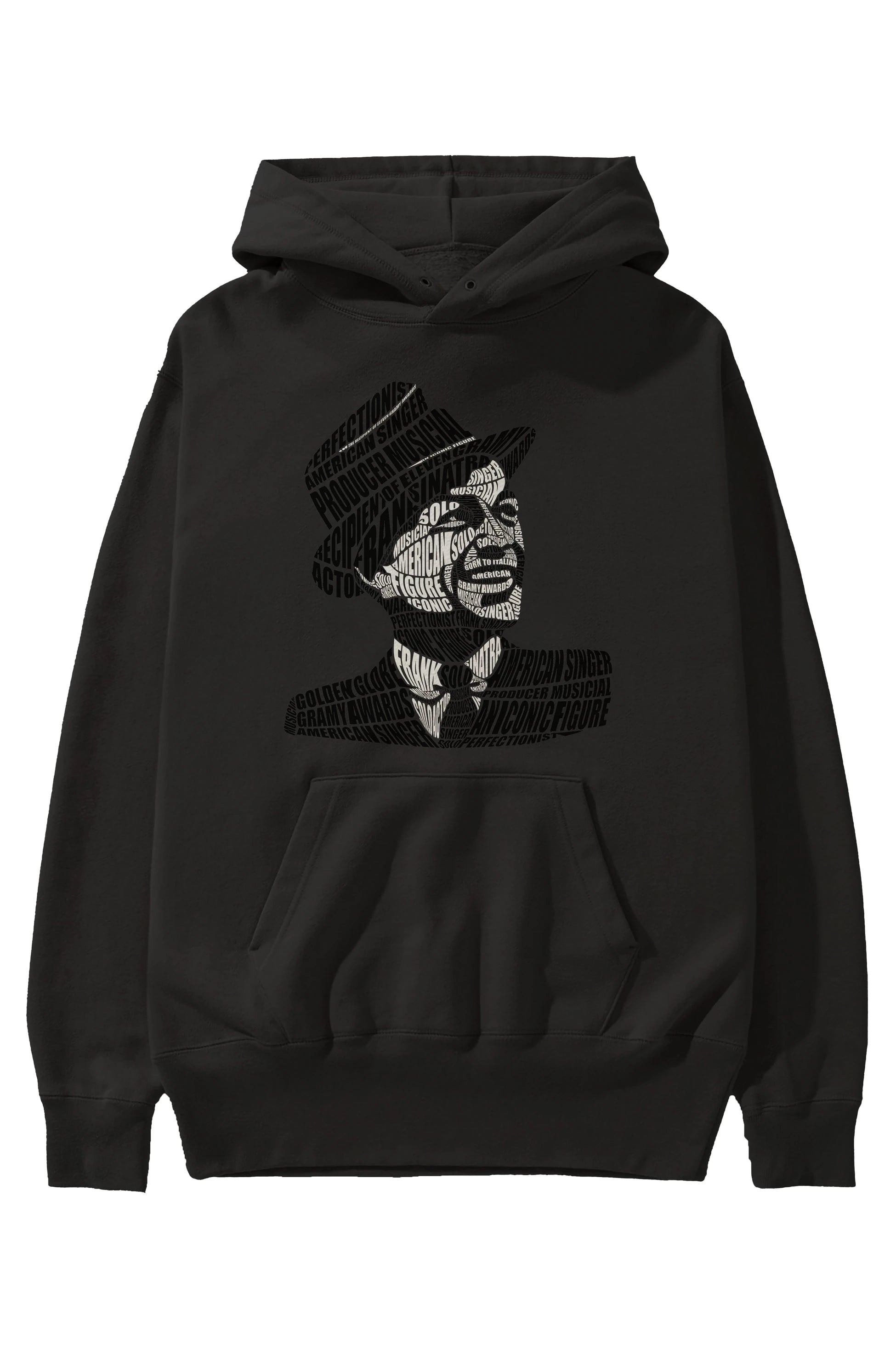 Frank Sinatra Calligram Ön Baskılı Hoodie Oversize Kapüşonlu Sweatshirt Erkek Kadın Unisex