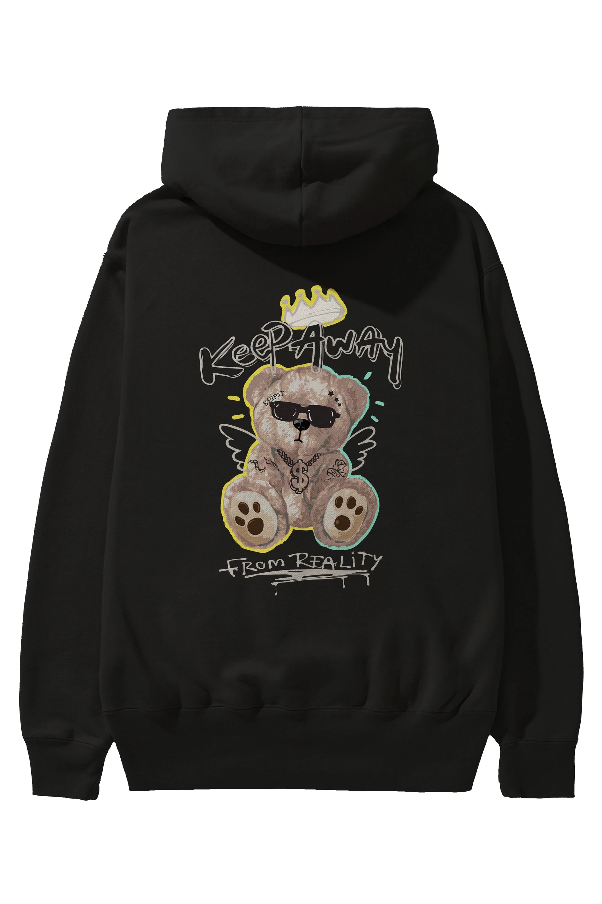 Keep Away Bear Arka Baskılı Hoodie Oversize Kapüşonlu Sweatshirt Erkek Kadın Unisex