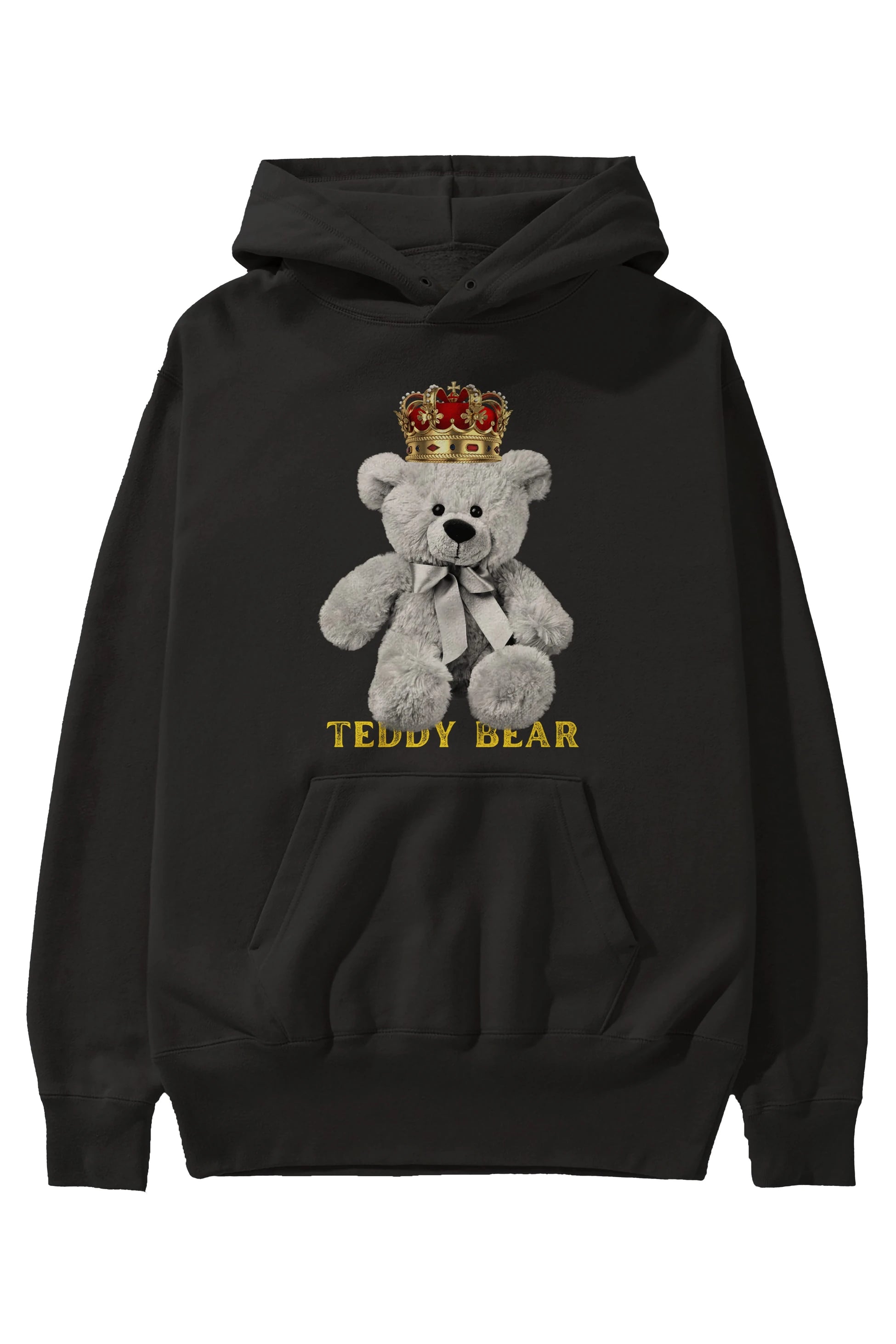 Teddy Bear Ön Baskılı Hoodie Oversize Kapüşonlu Sweatshirt Erkek Kadın Unisex