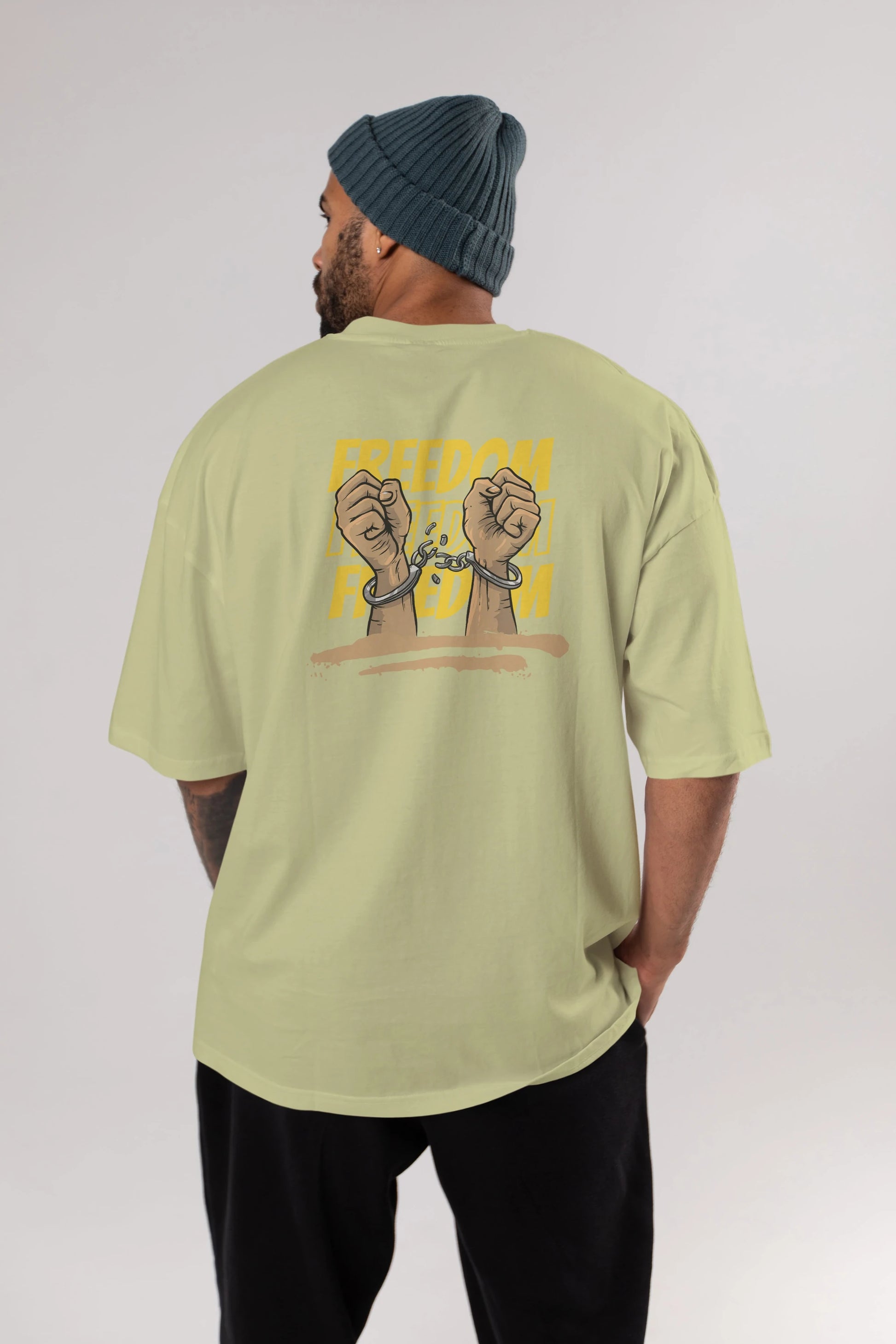 Freedom Yazılı Arka Baskılı Oversize t-shirt Erkek Kadın Unisex