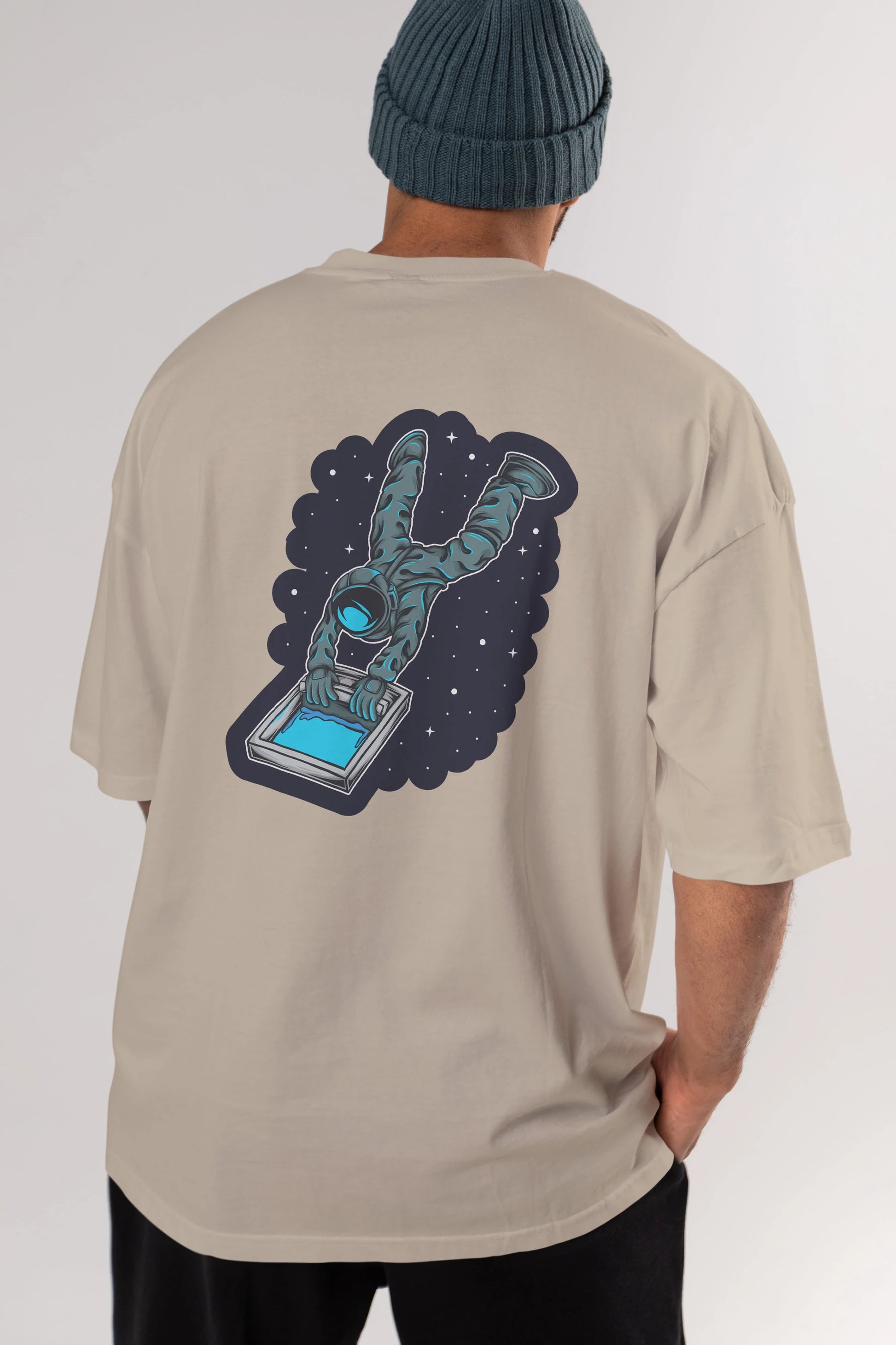 Astroscreen Sticker Arka Baskılı Oversize t-shirt Erkek Kadın Unisex