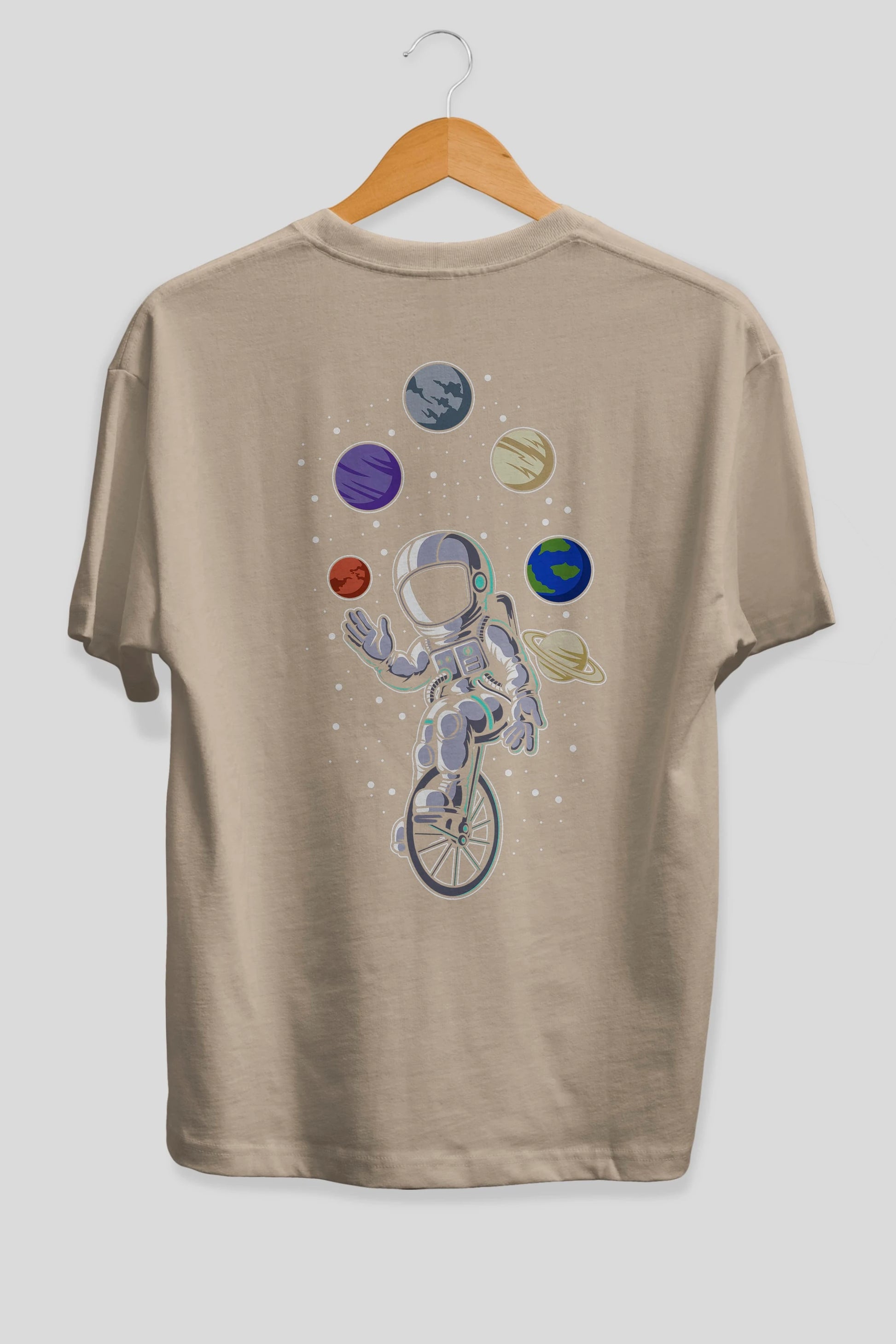 Astronaut Circus Arka Baskılı Oversize t-shirt Erkek Kadın Unisex