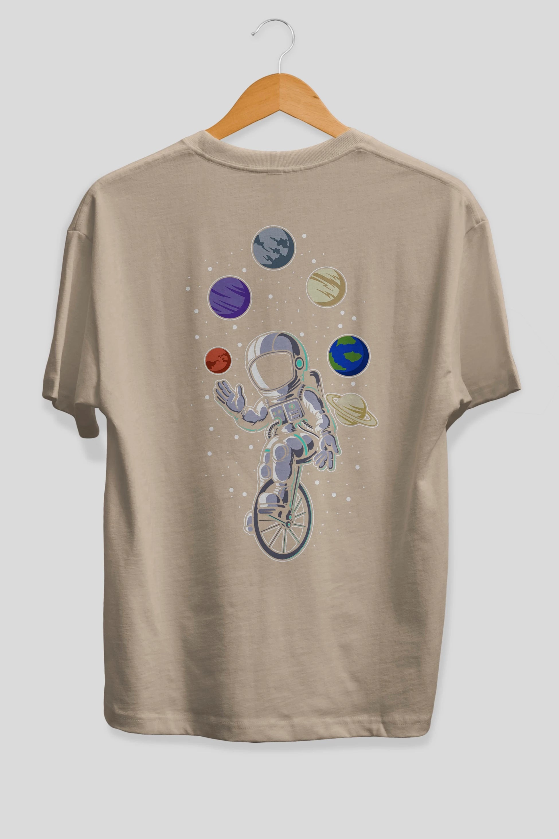Astronaut Circus Arka Baskılı Oversize t-shirt Erkek Kadın Unisex